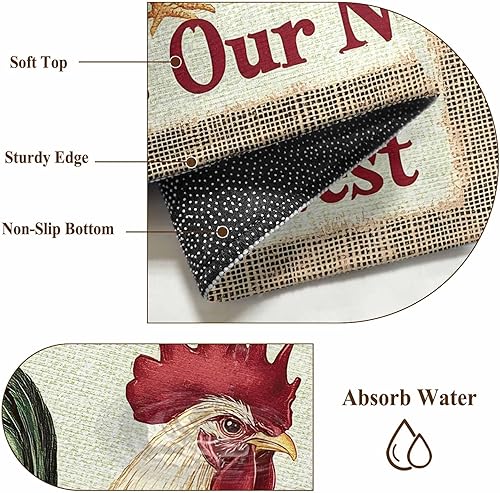 Miniatura 7 de 5x8 Area Rugs, Retro Rooster Non-Skid Rubber Backing Large Rectangle Rugs - Living Room Bedroom Home Office, Watercolor Animals Spring Flower Indoor