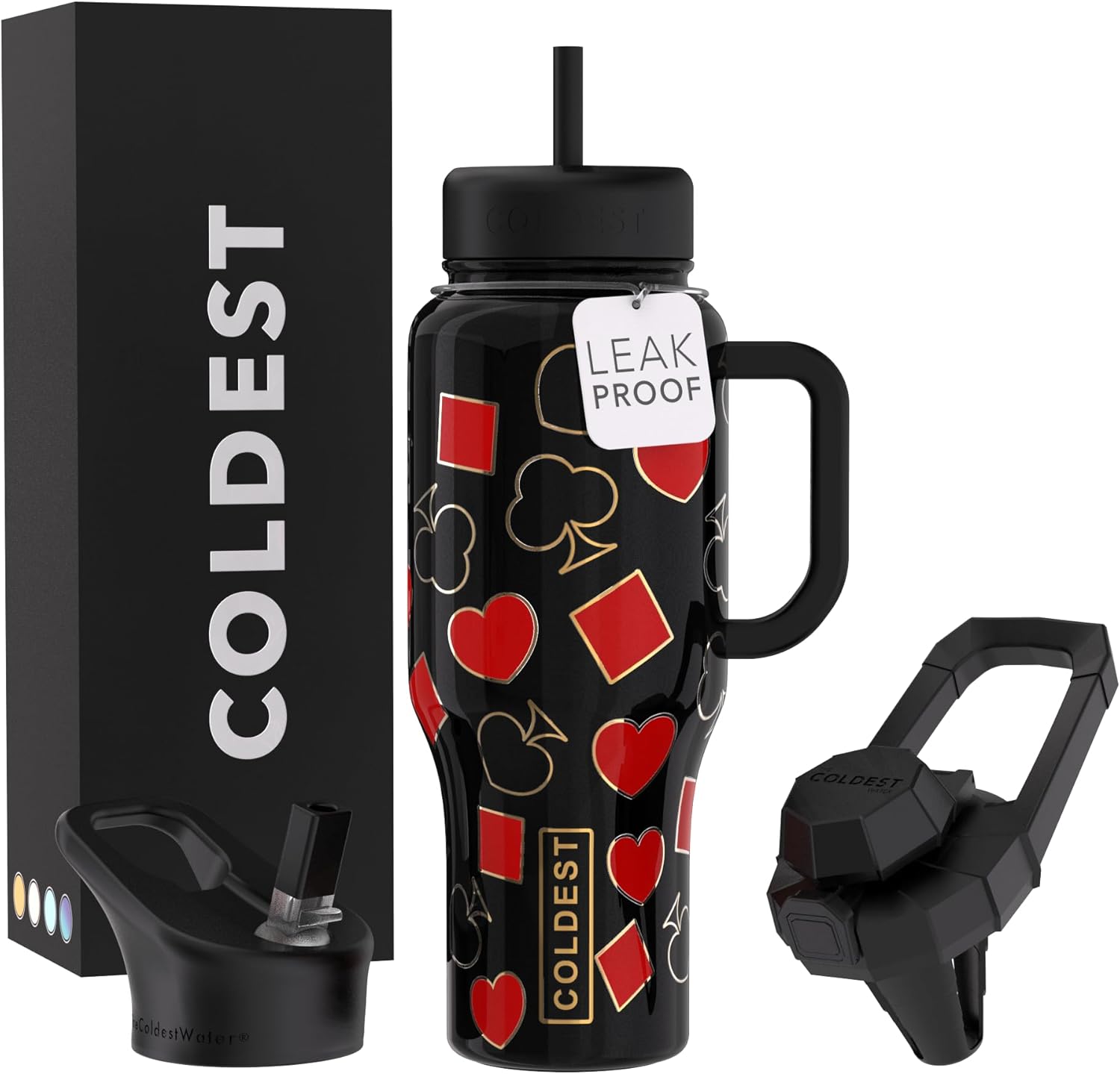 Coldest Tumbler with Handle and Straw - 100% Leak Proof Insulated Tumbler with Lid and Straw (3 Lids) - Stainless Steel Tumblers for Women & Men - Cup Holder Friendly Base, 36 oz (All in)