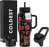 Vista 1 de Coldest Tumbler with Handle and Straw - 100% Leak Proof Insulated Tumbler with Lid and Straw (3 Lids) - Stainless Steel Tumblers for Women & Men