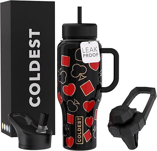 Coldest - Vaso con asa y tapa con pajilla, 3 tapas aisladas, reutilizable, de acero inoxidable, taza de viaje, regalos para mujeres, él y ella, disponible en Yaxa Colombia