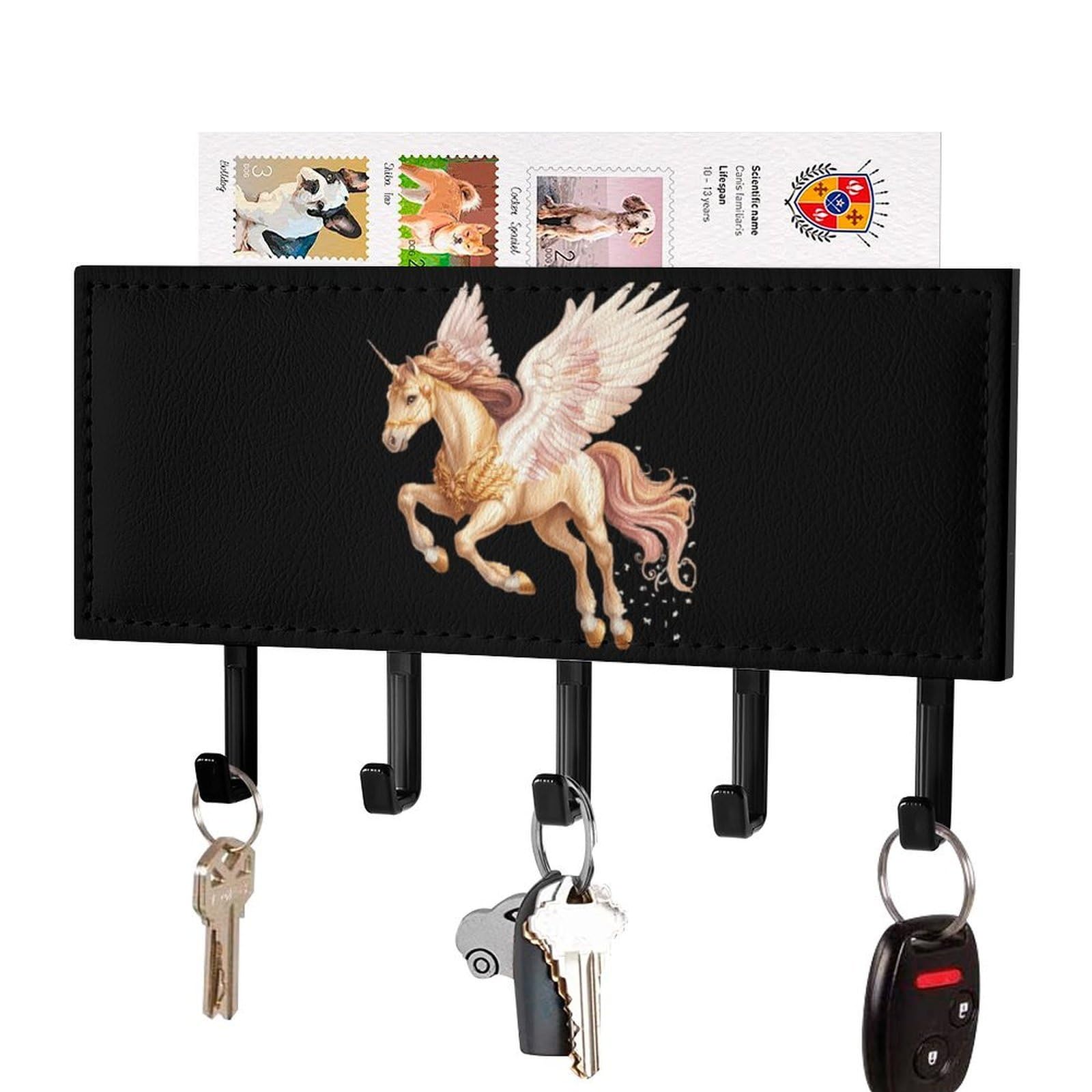 NCLQVJXZKHW A Horse with Wings Key Holder with 5 Hooks Key Hooks Wall Mounted Key Racks Key Hanger Organiser Shelf