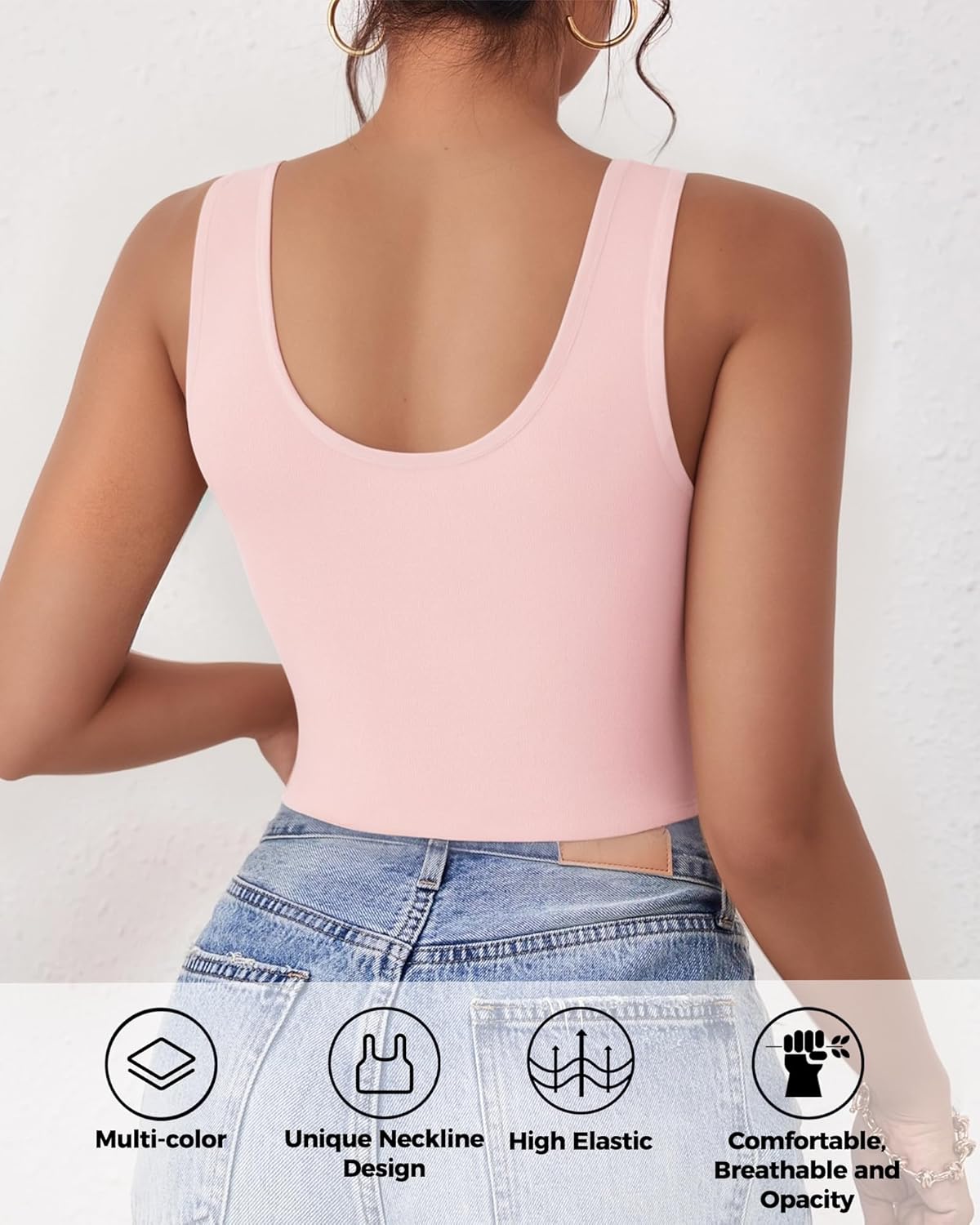 2PCS Crop Tops for Women, U Neck Sleeveless Tank Tops, Basic Cropped Racerback Going Out Tops Athletic Sports Shirts - Image 2