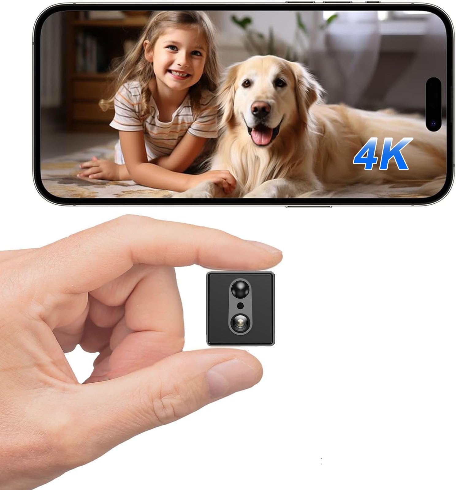 5G 4K Mini Wireless Camera WiFi Indoor Home HD Micro Security Camera, Small Dog Nanny Cam Pet Baby Car Outdoor Cameras, 100 Days Battery Life 150 angle Night Vision Motion Detection Cloud & SD Storage