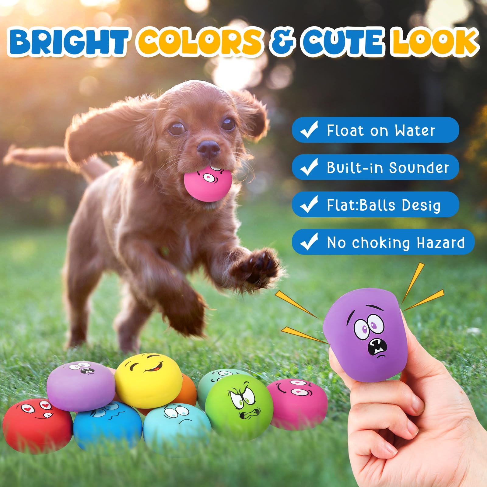 Hungdao 40 piezas de juguetes chirriantes para perros pequeños de goma de látex suaves bolas chirriantes a granel divertido cara chirriante juguetes interactivos para la dentición de cachorros perros