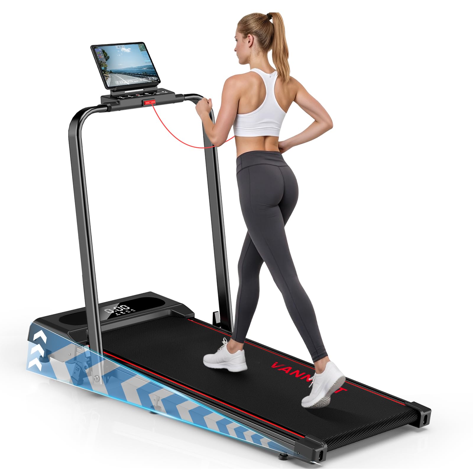 6 en 1 Cinta de Correr Plegable, 9% Inclinación Cinta de Andar con Dual Pantalla LED, 2.75 HP Walking Pad con Control Remoto Magnético, 12KM/H, App & Bluetooth, Capacidad 150Kg