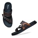 SMOXX Men's Solid Casual Flat Slipper, Faux Leather Slip-on Toe Ring Fashion Slipper For Men (Brown, UK Footwear Size System, Adult, Men, Numeric, Medium, 5) gallery image