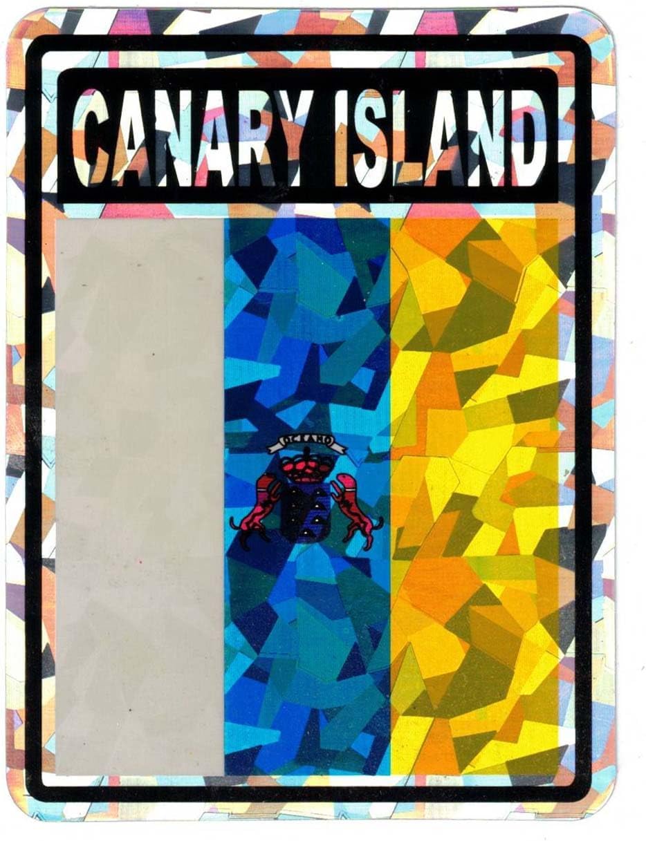 Pack of 24 Canary Island Flag Reflective Decal Bumper Sticker