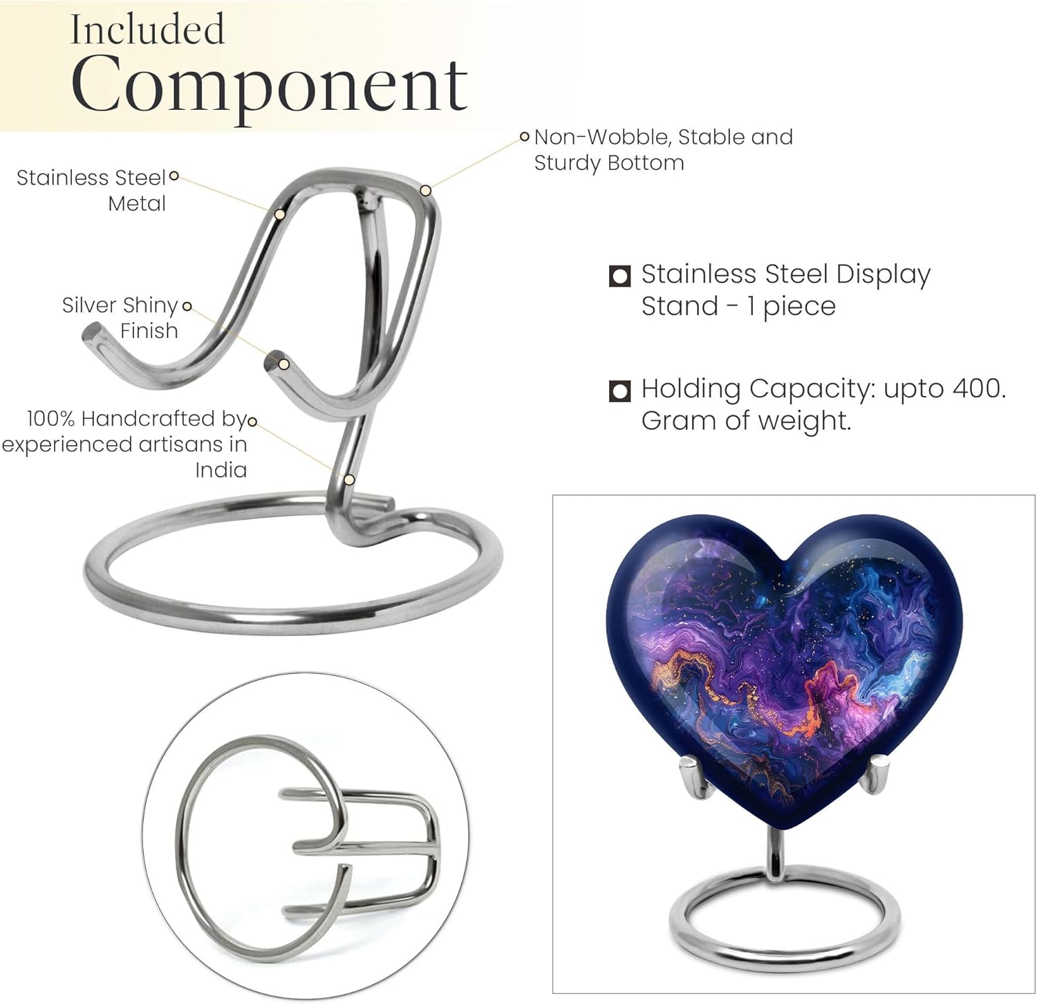 Celestial Nebula Urn for Ashes for Women, Urns for Ashes Adult Male, Heart Urn, Cremation Urns for Human, Funeral Cremation Keepsake (Size - 3 Inch, 1 Pcs)
