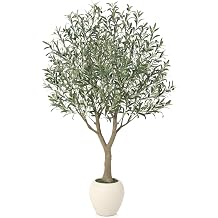 VeriNatural Olive Trees Artificial Indoor,6Ft Large Faux Plants,Tall Fake Tree with 12in White Round Planter,Full & Lush Faux Olive Tree for Home Decor Living Room, Office or Bedroom,Housewarming