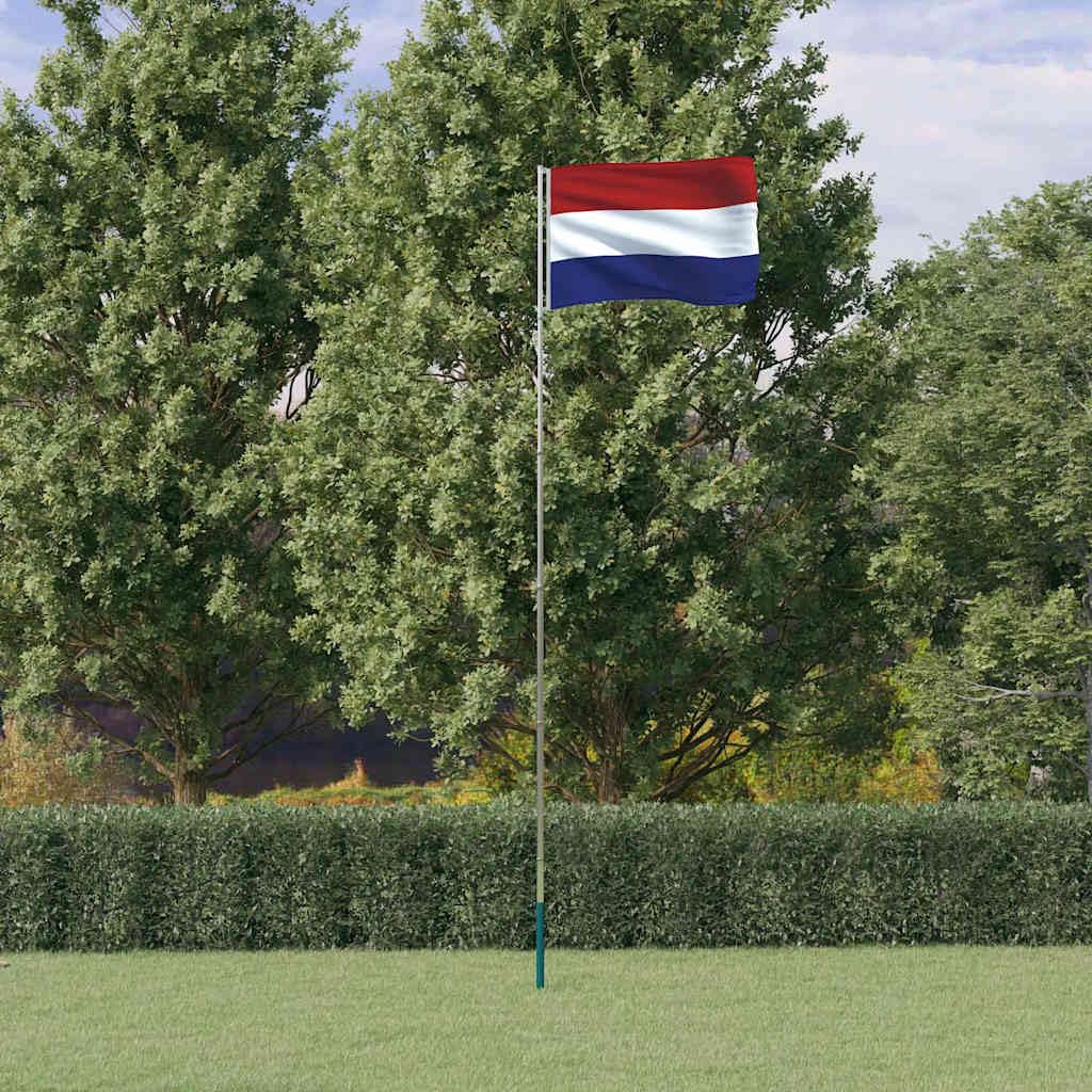 Holenderska flaga z teleskopowym masztem na flagę, 5,5 m, aluminium, kompletny zestaw do ogrodu i na imprezy