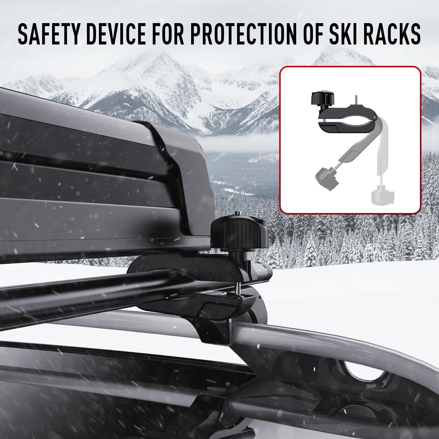 Ski & Snowboard Rack for Car Roof, 27.5'' Loading Width Fits 6 Pairs of Skis or 4 Snowboards, Aluminum Roof Rack with Lock & Rubber Padding