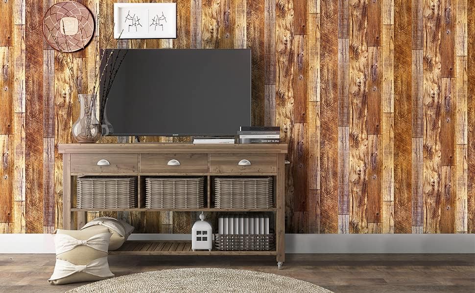 Miniatura 7 de Yun-aeon Papel tapiz autoadhesivo de madera marrón de 17.7 x 472.4 pulgadas, color marrón café, PVC, autoadhesivo, para pared, muebles, encimera,