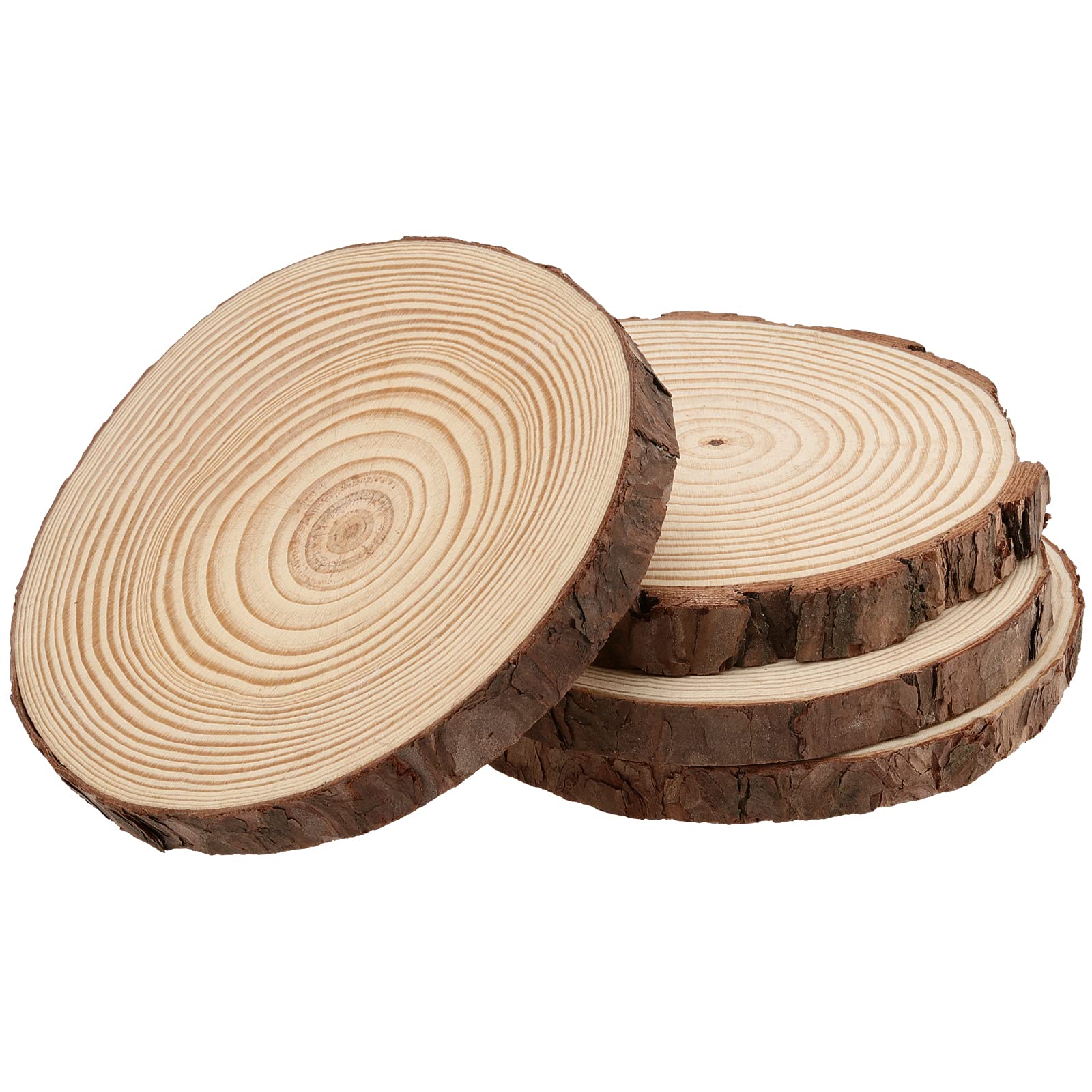 FUNSUEI 80 pezzi 9-10 cm fette di tronco, 1 cm di spessore, dischi di tronchi di legno, cerchi in legno non finiti per arte, artigianato fai da te, ornamenti di Natale, senza buco