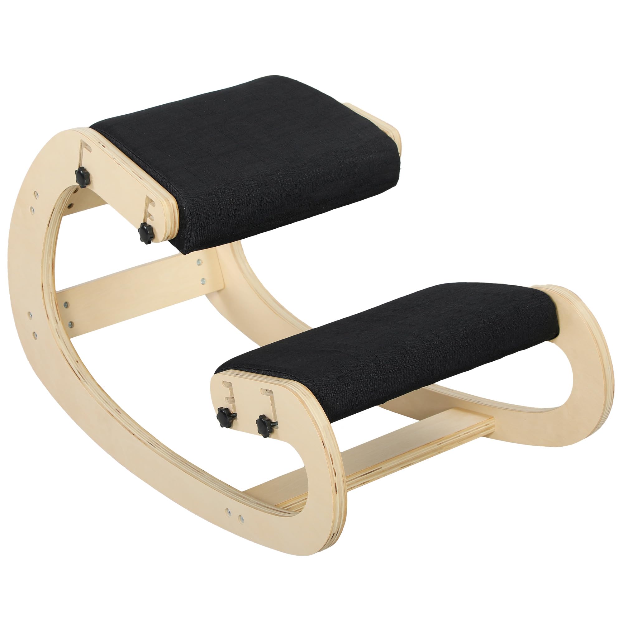 HOMCOM Asiento de Rodilla, Asiento Ergonómico de Madera basculante, Silla de Rodilla ajustable para Oficina en casa, Mejorar la Postura, Dolor de Espalda, Negro