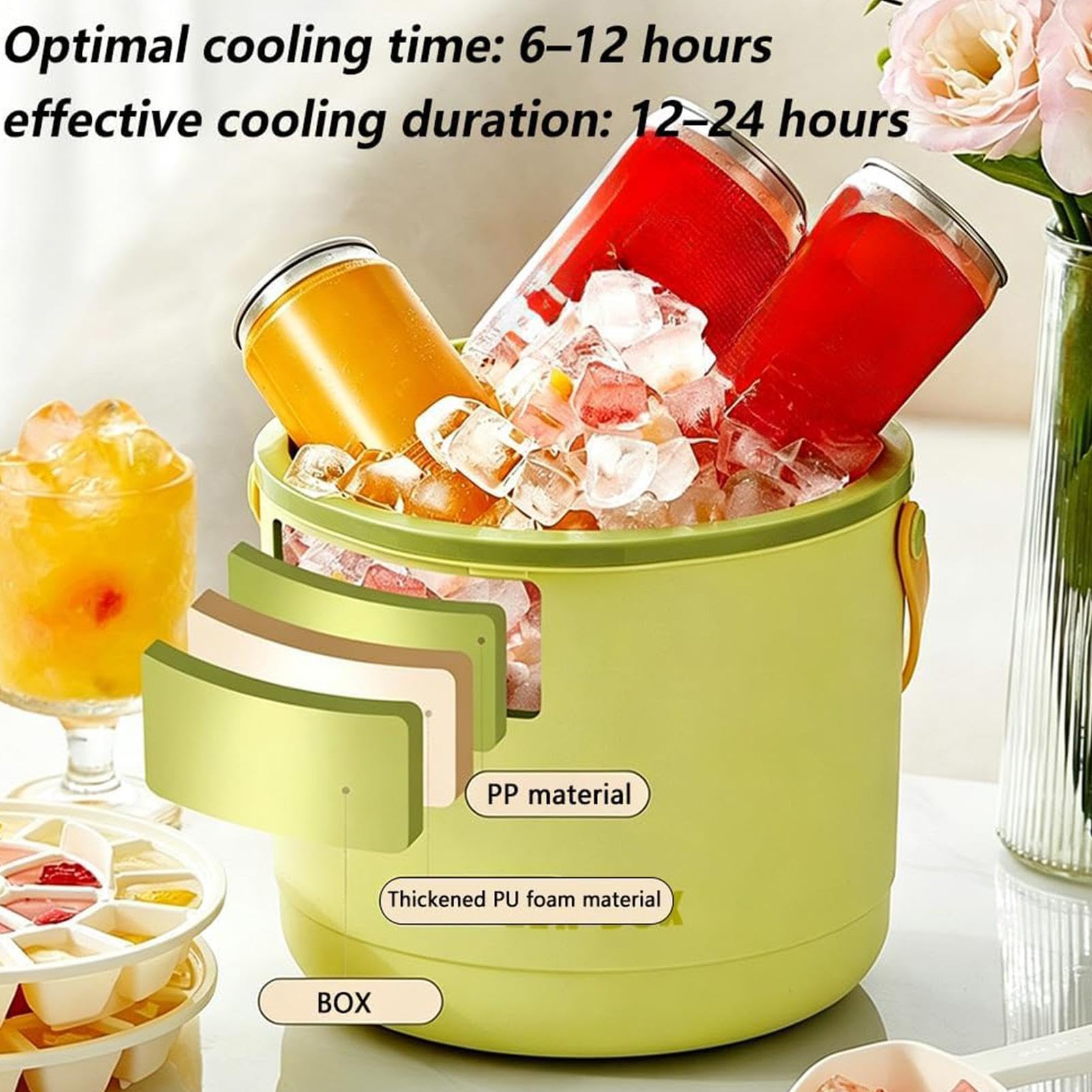 Seau À Glace 2 En 1 Seau Lavable Avec Couvercle Et 2 Plateaux