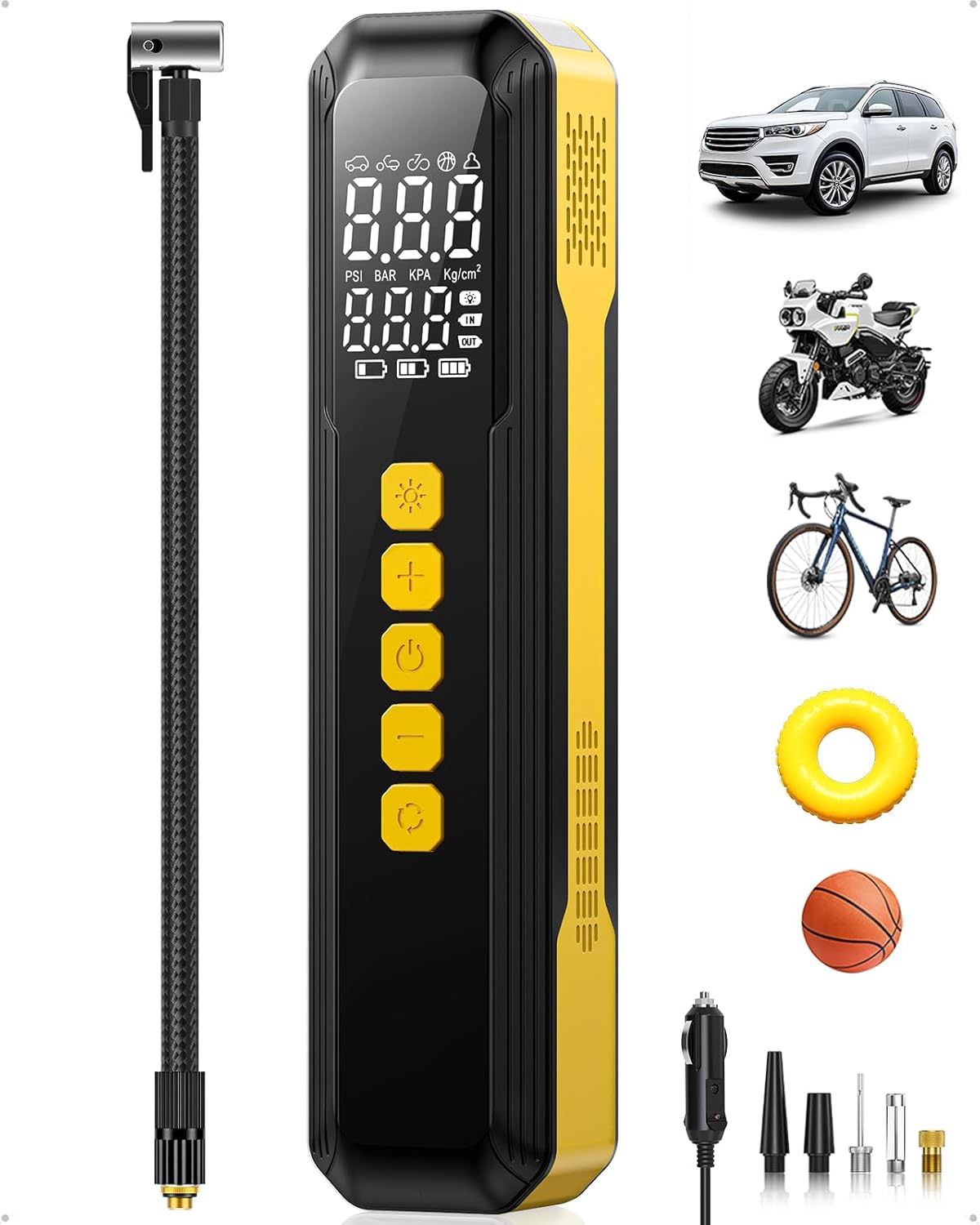 Tire Inflator Portable Air Compressor - 5X Faster 10000mAh Cordless Air Pump for Car Tires
