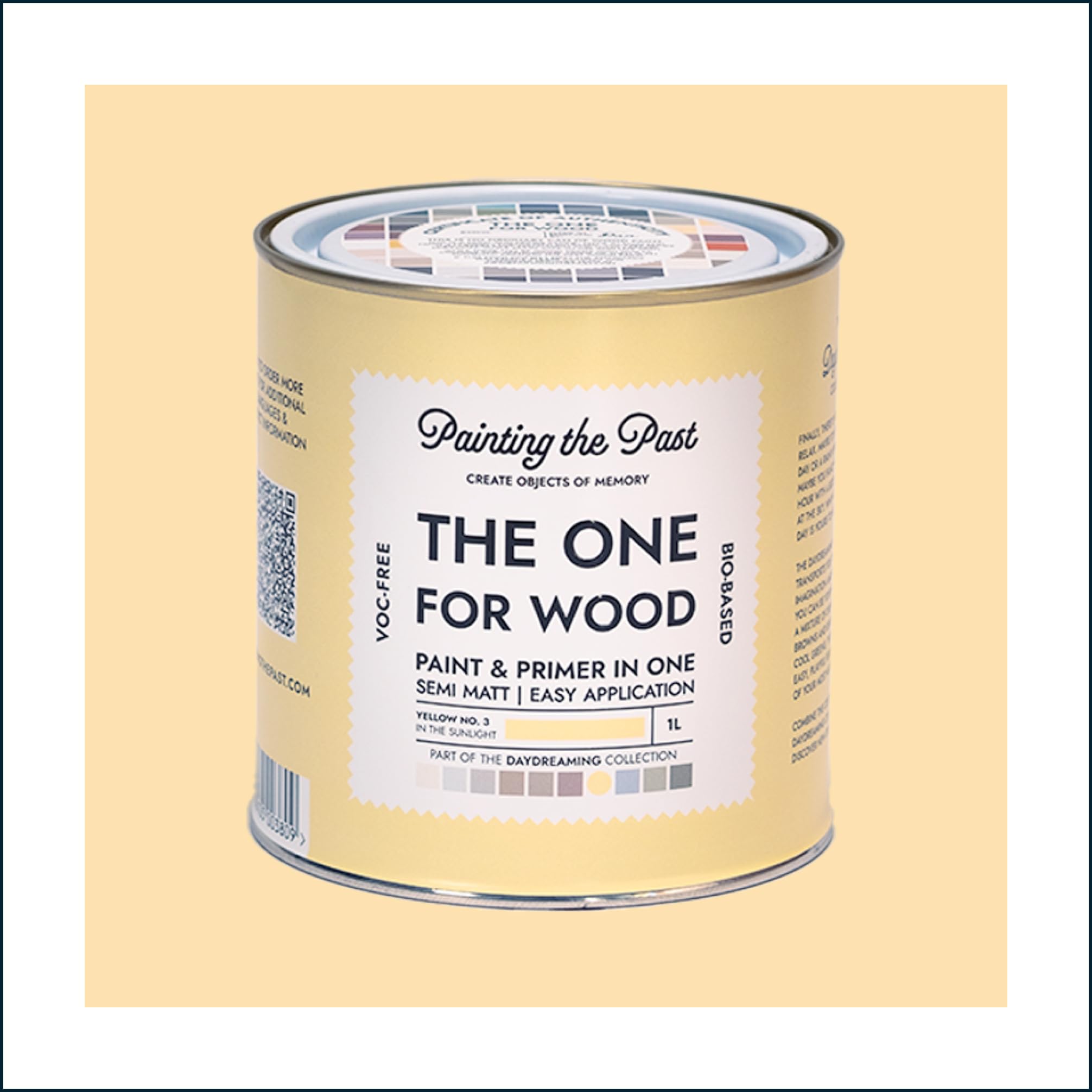 The One for Wood Paint & Primer 1L Yellow No. 3 In the Sunlight | Semi Matt Finish, Bio-Based & VOC-Free Formula for Wooden Furniture & Surfaces | Durable & Easy Indoor Home Decorating