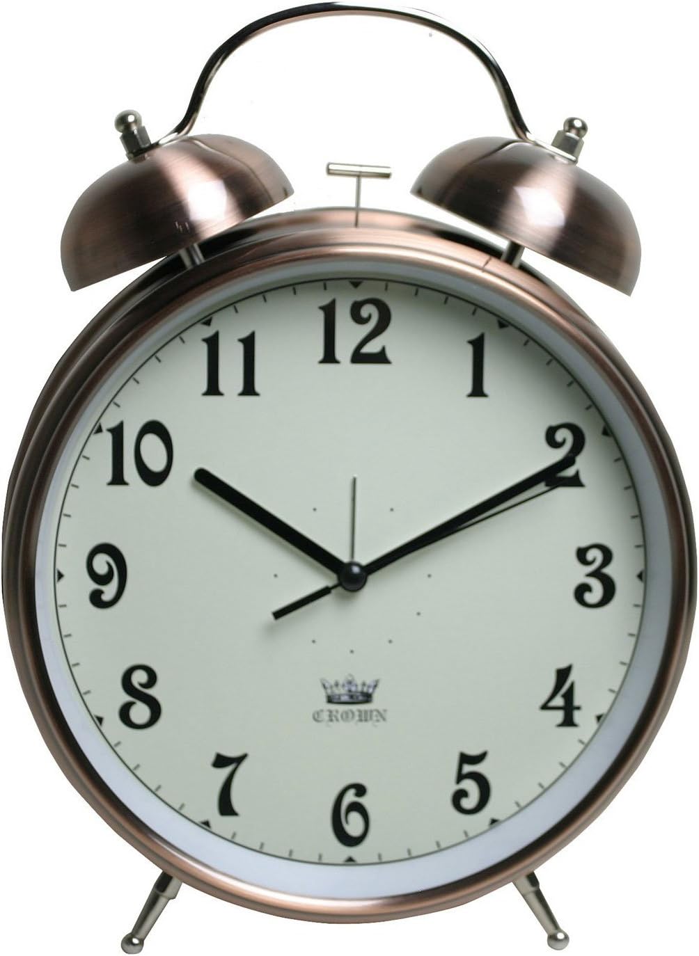 Donnal Vintage 8" Silent Quartz Analog Twin Bell Alarm Clock with Loud Alarm, Bronze (Bronze-White)