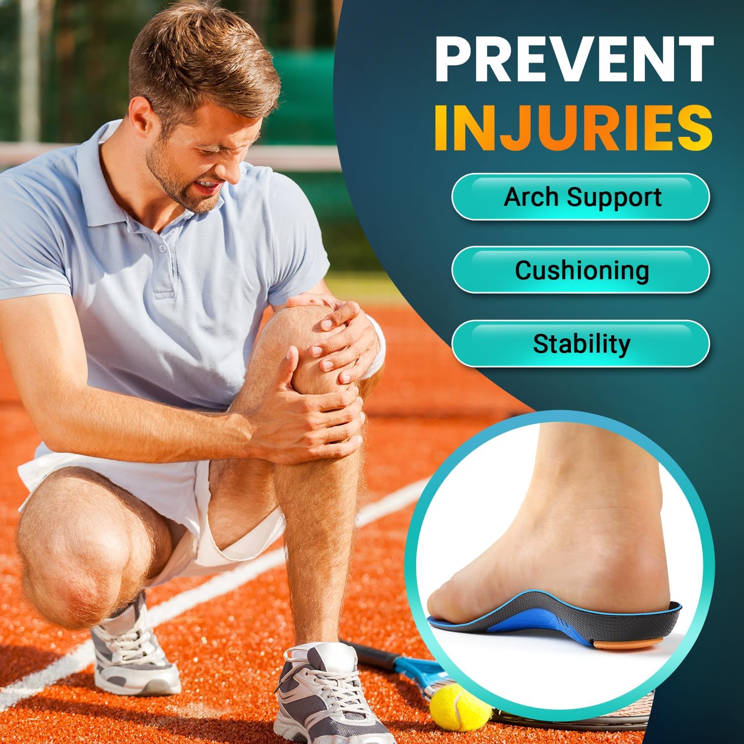 PCSsole Orthotic Insoles with High & Medium Arch Support - Comfort Gel Work Boot Insert for Flat Feet, Plantar Fasciitis, Running, Walking, Over Pronation for Men and Women - Image 6