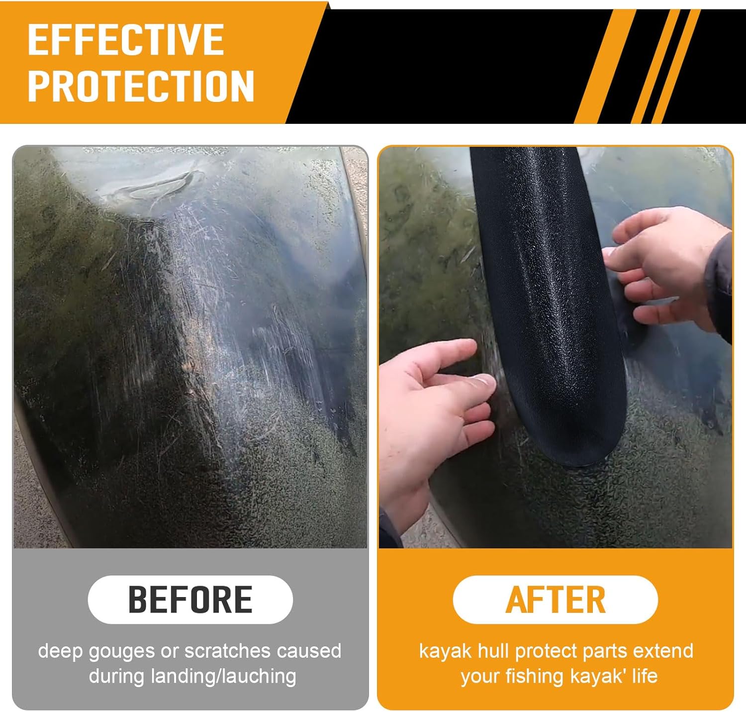 Outback 2019+ Kayak Keel Guard Protector Replacement for BerleyPro Bumper Bro Compatible with Hobie Outback 2019+, Canoe Keel Guard Boat Hull Protector Fits for Hobie Outback kayaks Bow/Front - Black