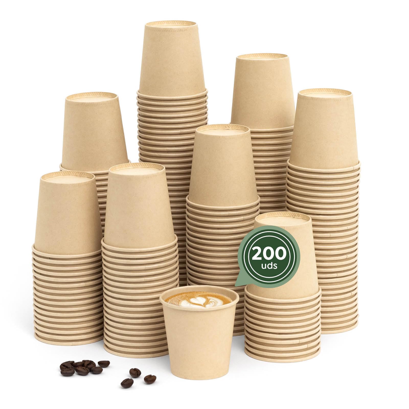 MAXI PRODUCTS - Vasos Café Desechables Kraft - Vasos Cartón - Vasos Desechables Catering - Vasos Café para Llevar - APTO BEBIDAS CALIENTES Y FRÍAS (120 cc, 200 unidades) — view 9
