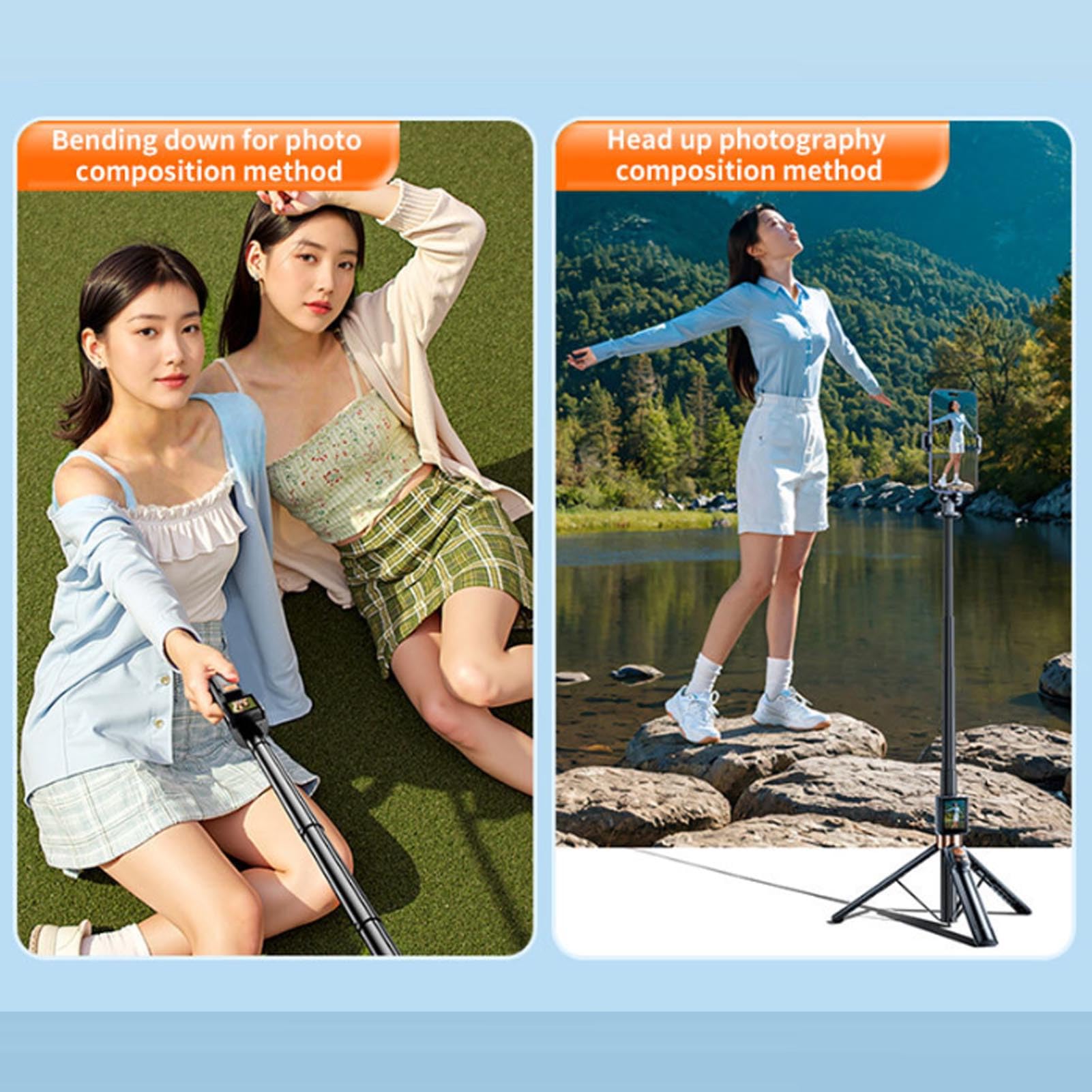 Pongnas Selfie Stick con Telecomando per Schermo HD da 2 Pollici, da 12 a