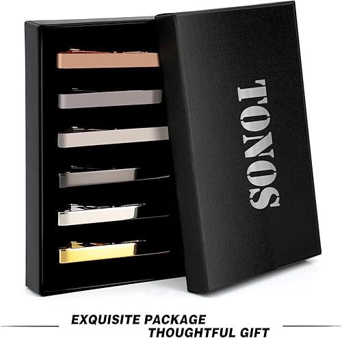 Miniatura 5 de Tie Clips for Men 6 PCs And Cufflink Set - Elegant Metal Necktie Tie Bar Pinch Clasp for Wedding Anniversary Business Meeting and Daily Life