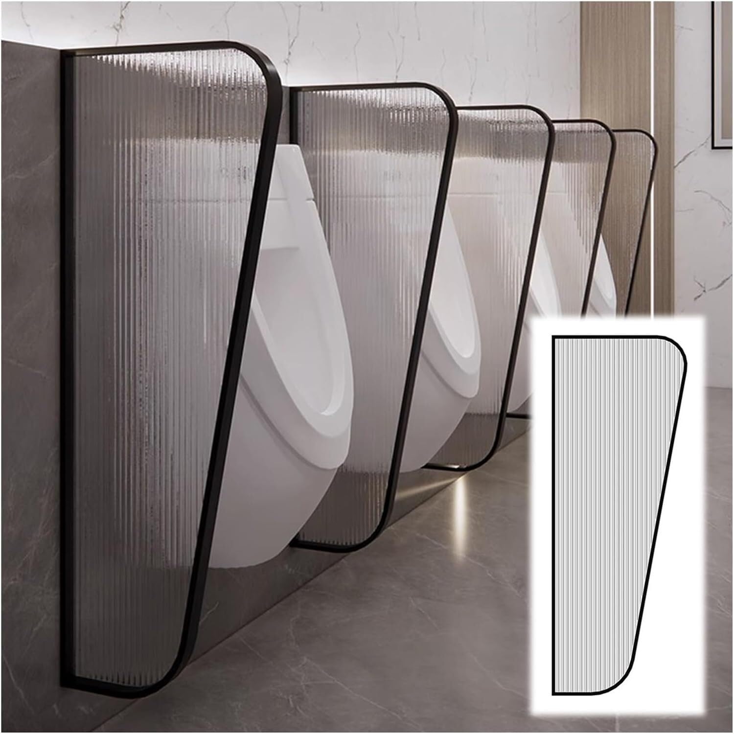Pantalla divisoria para urinario masculino en negro mampara de baño para pared de 15.7 pulgadas