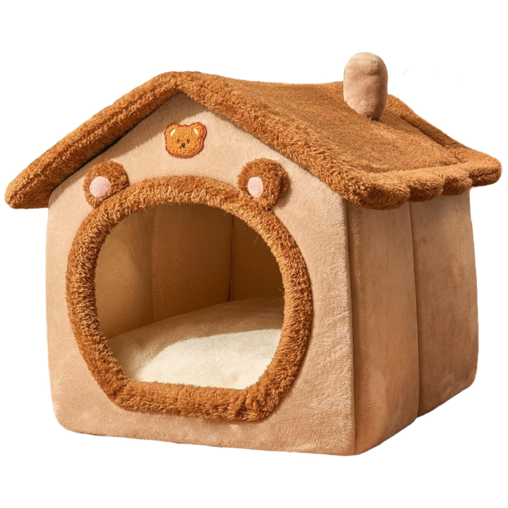 Lit de tente pour chat amovible et chaud, maison douillette forme ours