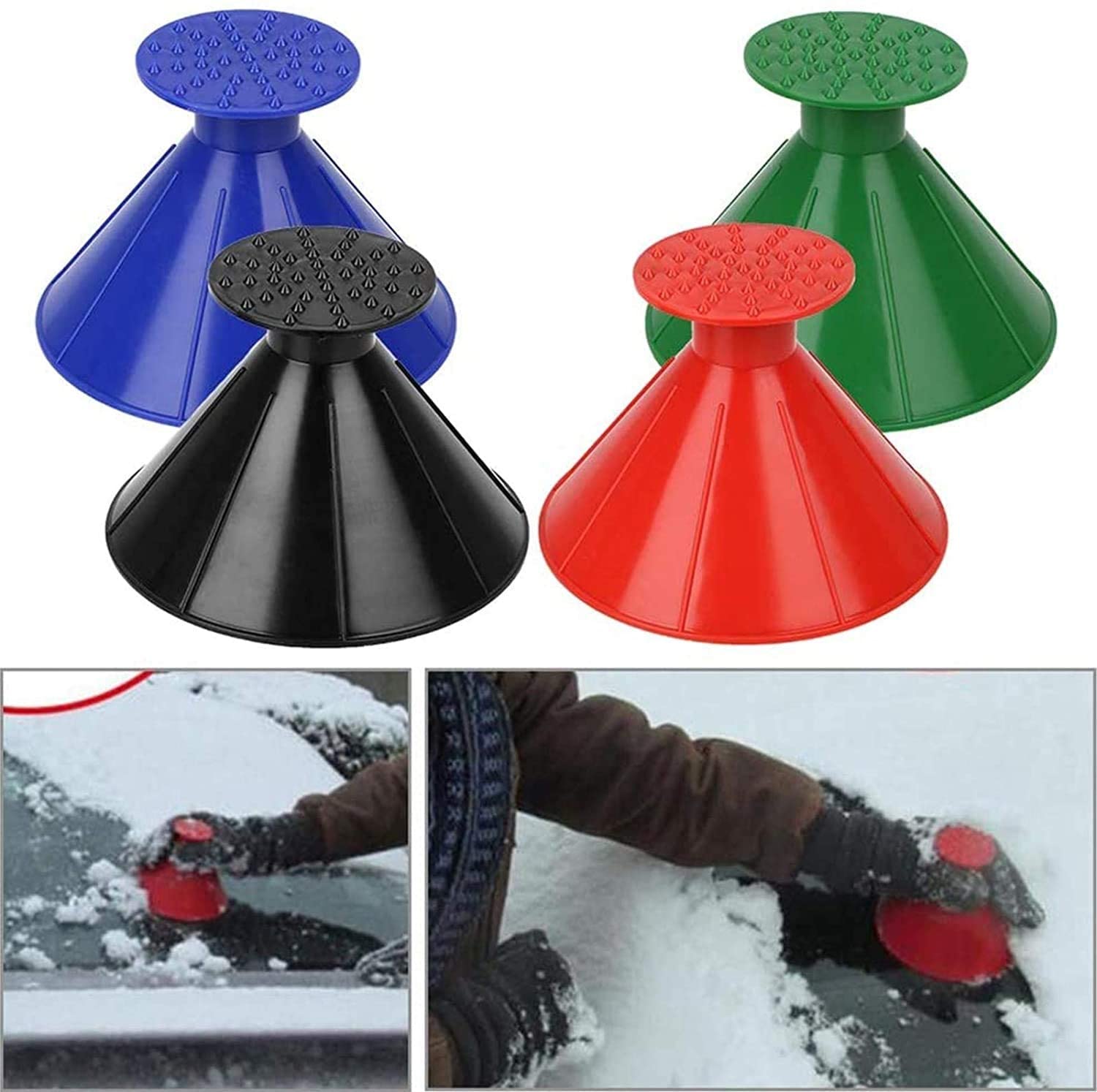 Eiskratzer Auto Windschutzscheibe Auto Kegel, Magisches Auto Rund Für Windschutzscheibe, Kunststoff Trichterform Auto Schneekratzer Frost Schnee Entfernung Werkzeug, 3er Pack