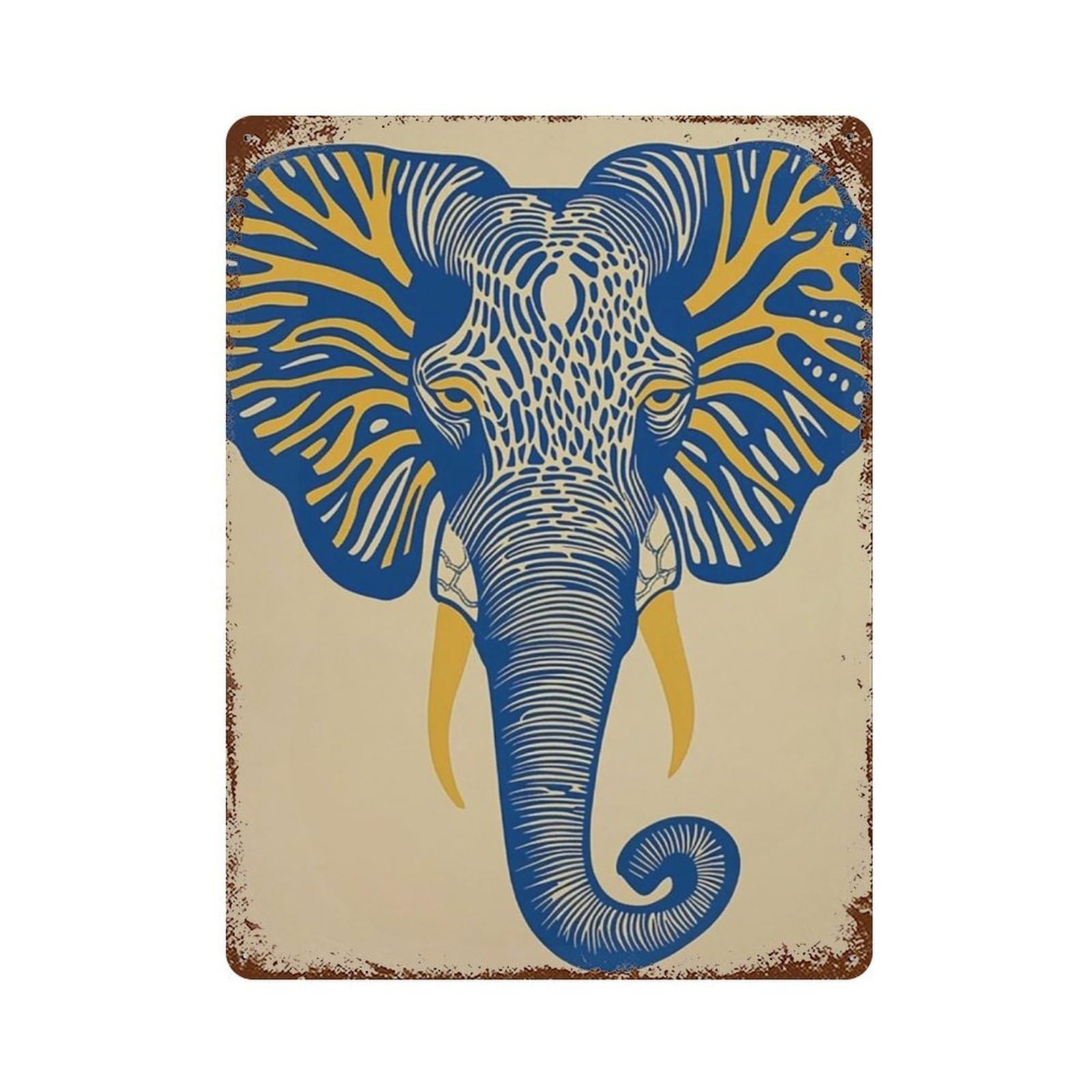 xiaoxiaoshen Elephant Head Minimal Animal Bold Line Modern Safari Wall Decor Art Metal Tin Poster Modern Home Decor Art Home Bar Shop Decorations Vintage Sign 40x30cm