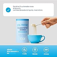 Vista 9 de Vital Proteins - Péptidos de colágeno en polvo avanzados con ácido hialurónico y vitamina C, suplementos de colágeno, sin sabor, 12 porciones