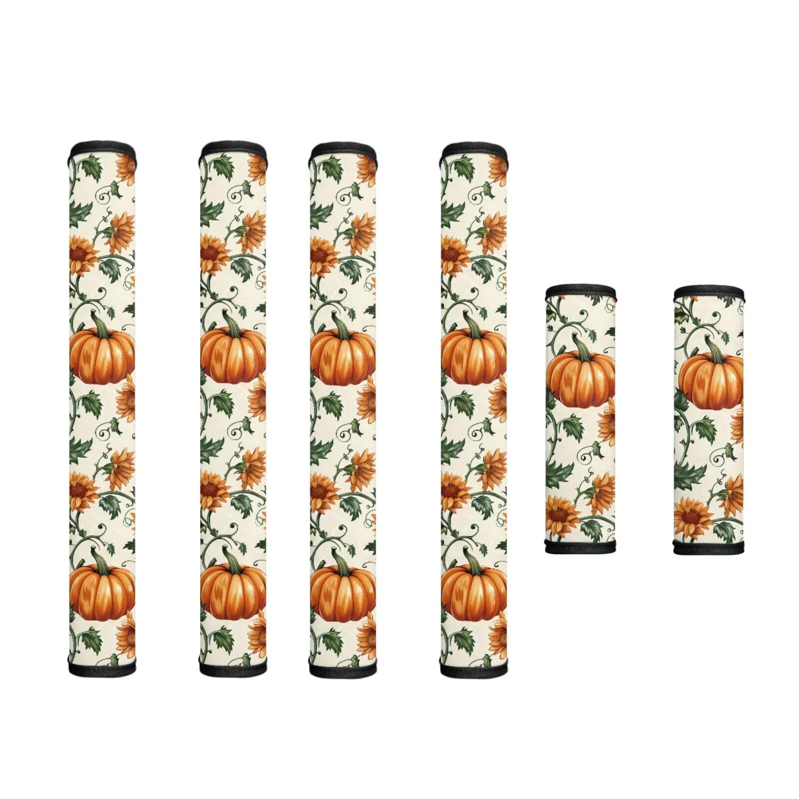 Fridge Door Handle Covers Set of 6 Kitchen Appliance Decor Handles Glove Anti-Slip Protectors Washable Fabric Refrigerator Decor Accessories, Pumpkin Sunflower Light Beige Fall Autumn Decor
