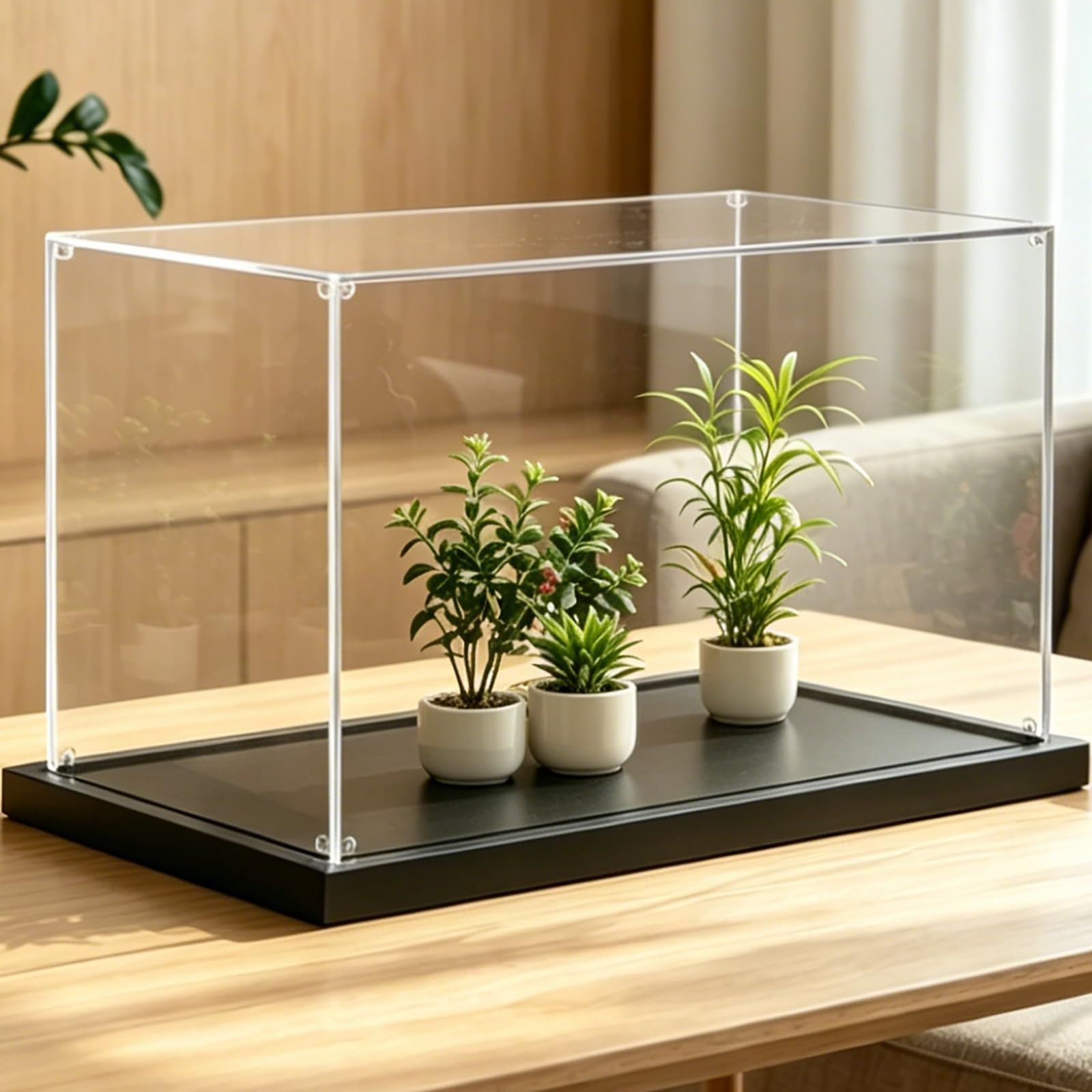 Large Acrylic Display Case Dustproof Boxes 12X12X12 16X16X16 24X24X24 Inch, Figurines/ Collectibles/ Ball Cube Collectibles Show Box, Transparent Cube Display Containers(Black,8x8x20in/20x20x50cm)