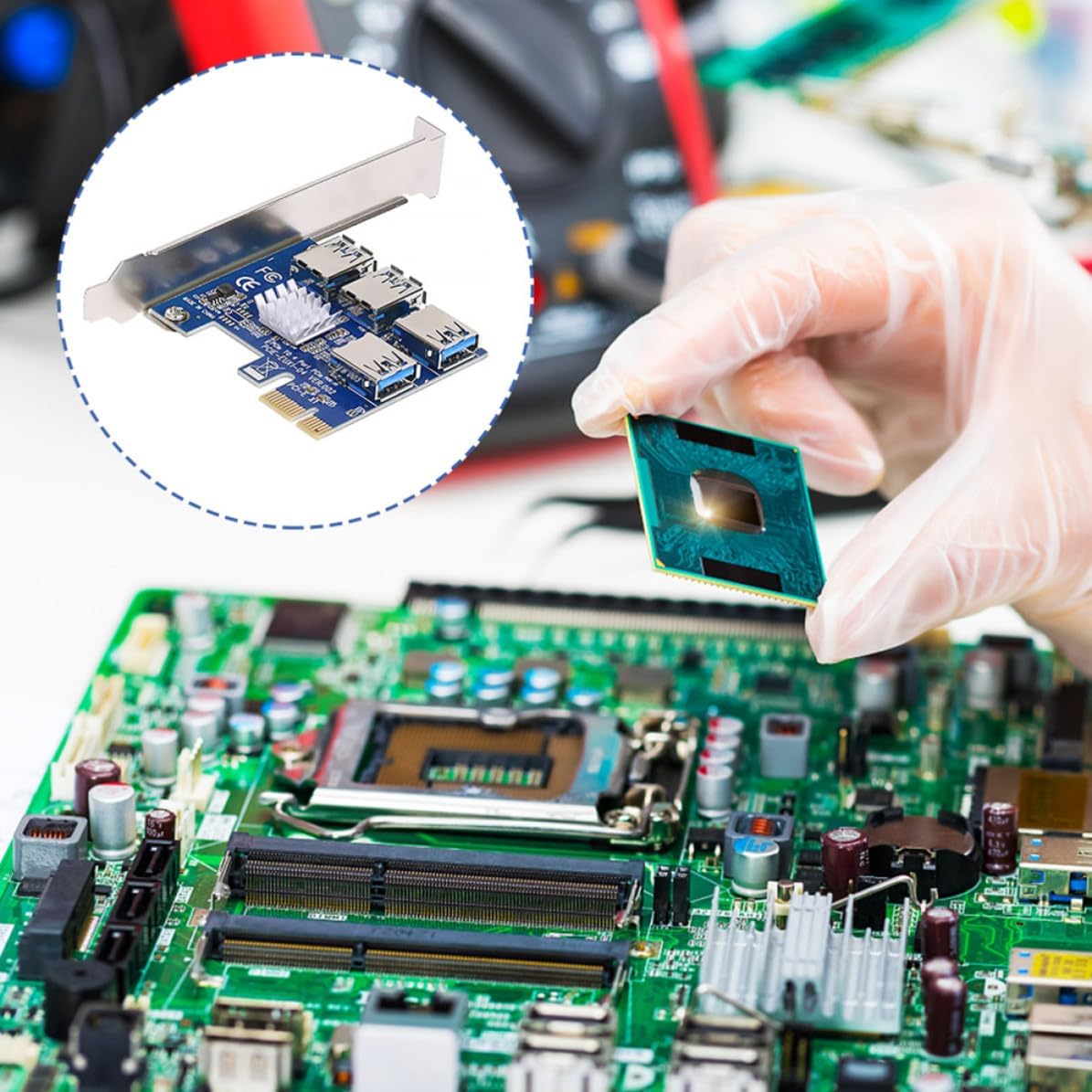 Pci-e Extension Adapter Card with Four USB 3.0 Ports
