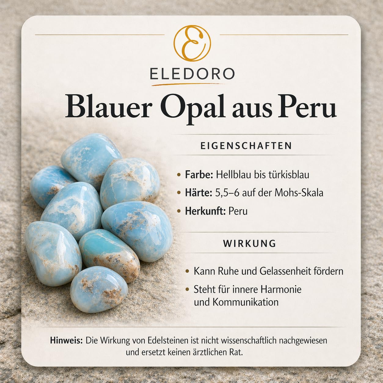 Blauer Opal Armband 8 mm – handgefertigtes Stretcharmband