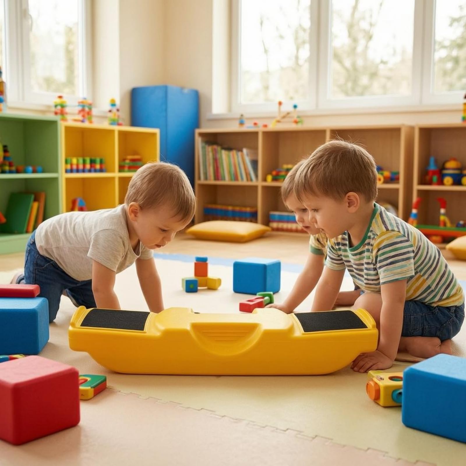 Gralara Tabla de Equilibrio Infantil Tabla Balancín Tablero Oscilante Equipo de Ejercicio con Almohadillas Antideslizantes Que Mejoran la Tracción del Pie