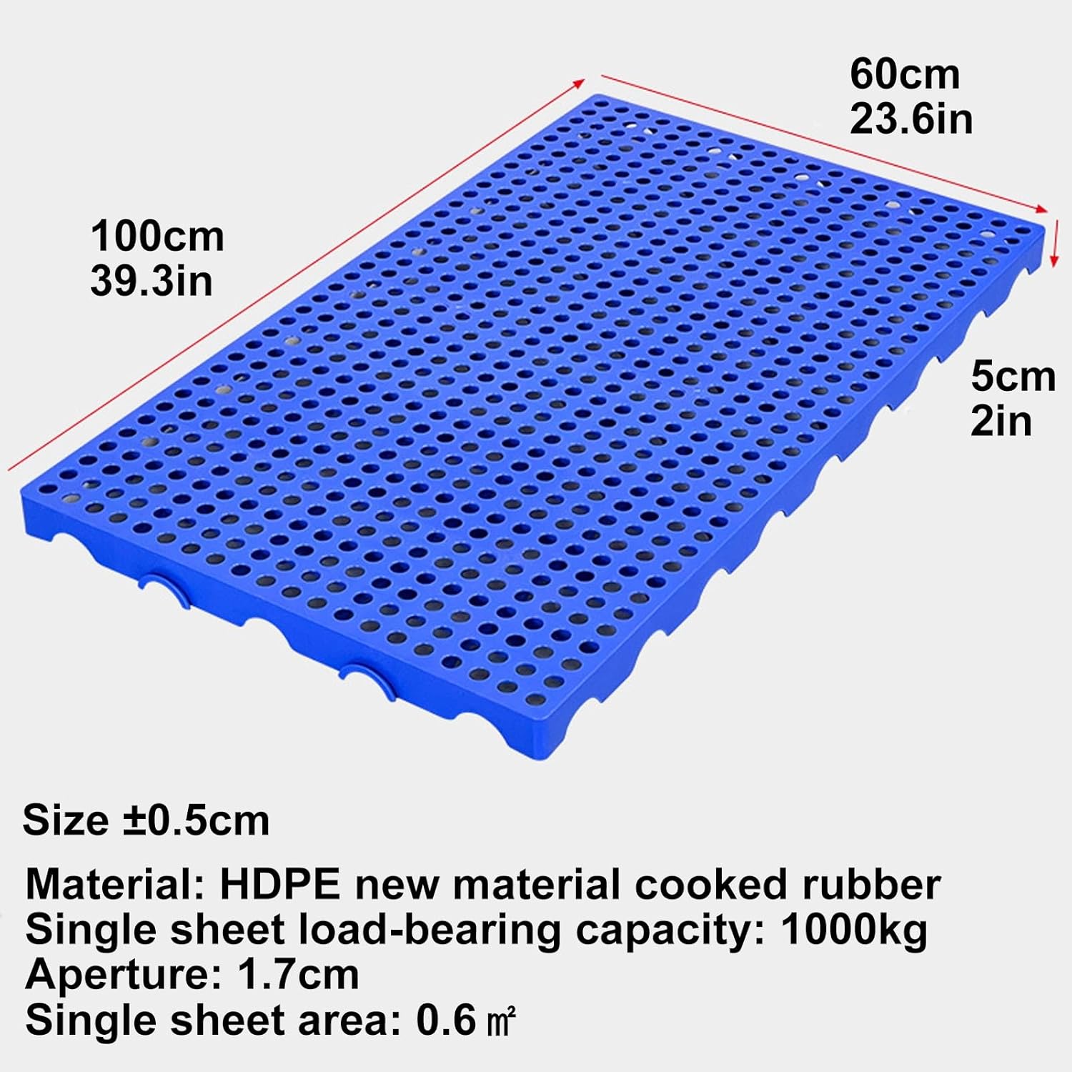 Plastic Pallets Plastic Pallets, Hdpe Waterproof Storage Grid Pad, Plastic Nestable Pallet, Grid Ventilation Pallet, Stackable Modular Platform, Support up to 2000 Lbs, Moisture-Proof(Blue)