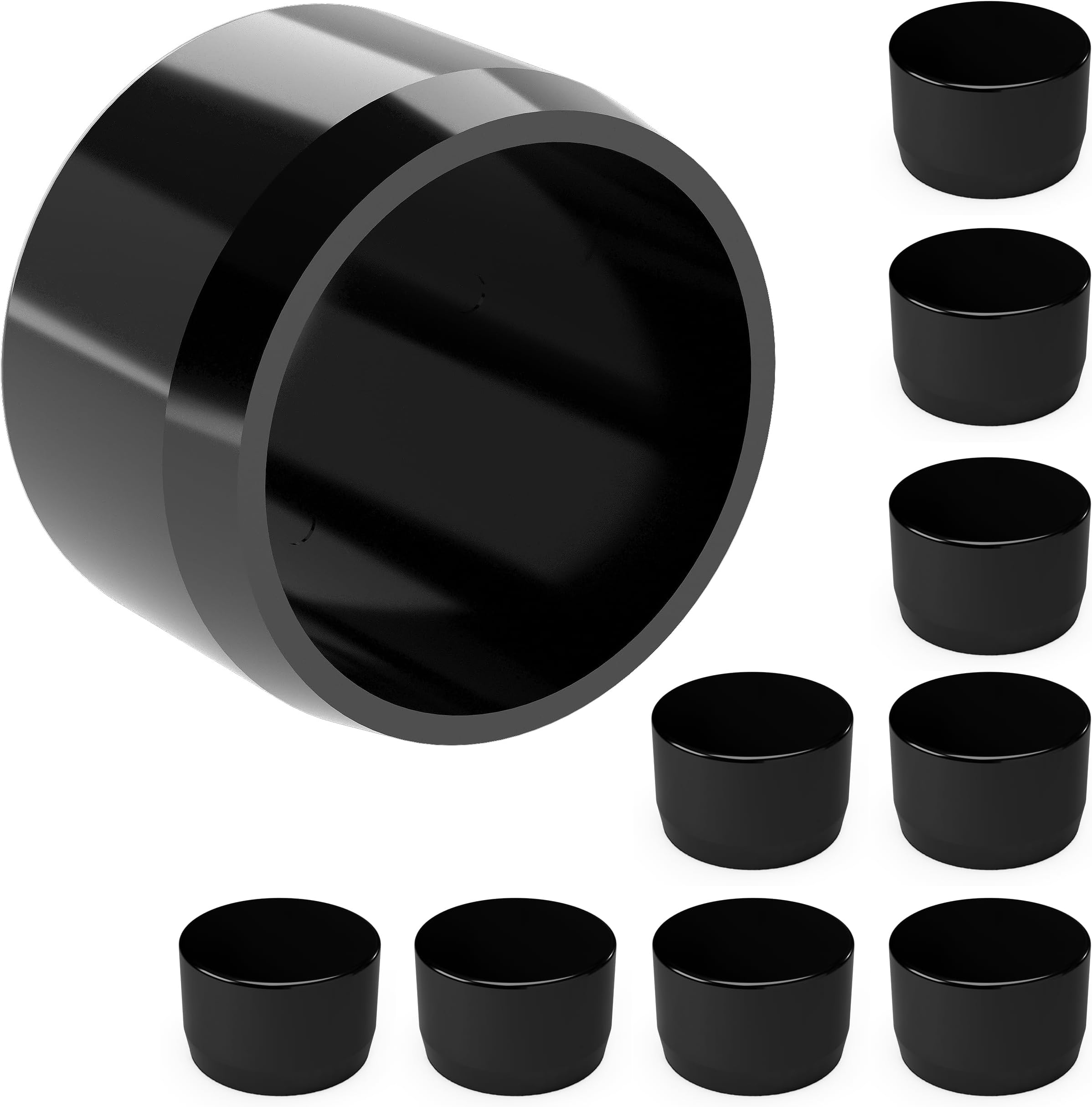 FORMUFIT F012EEC-BK-10 PVC External End Cap, Furniture Grade, 1/2" Size, Black (Pack of 10)