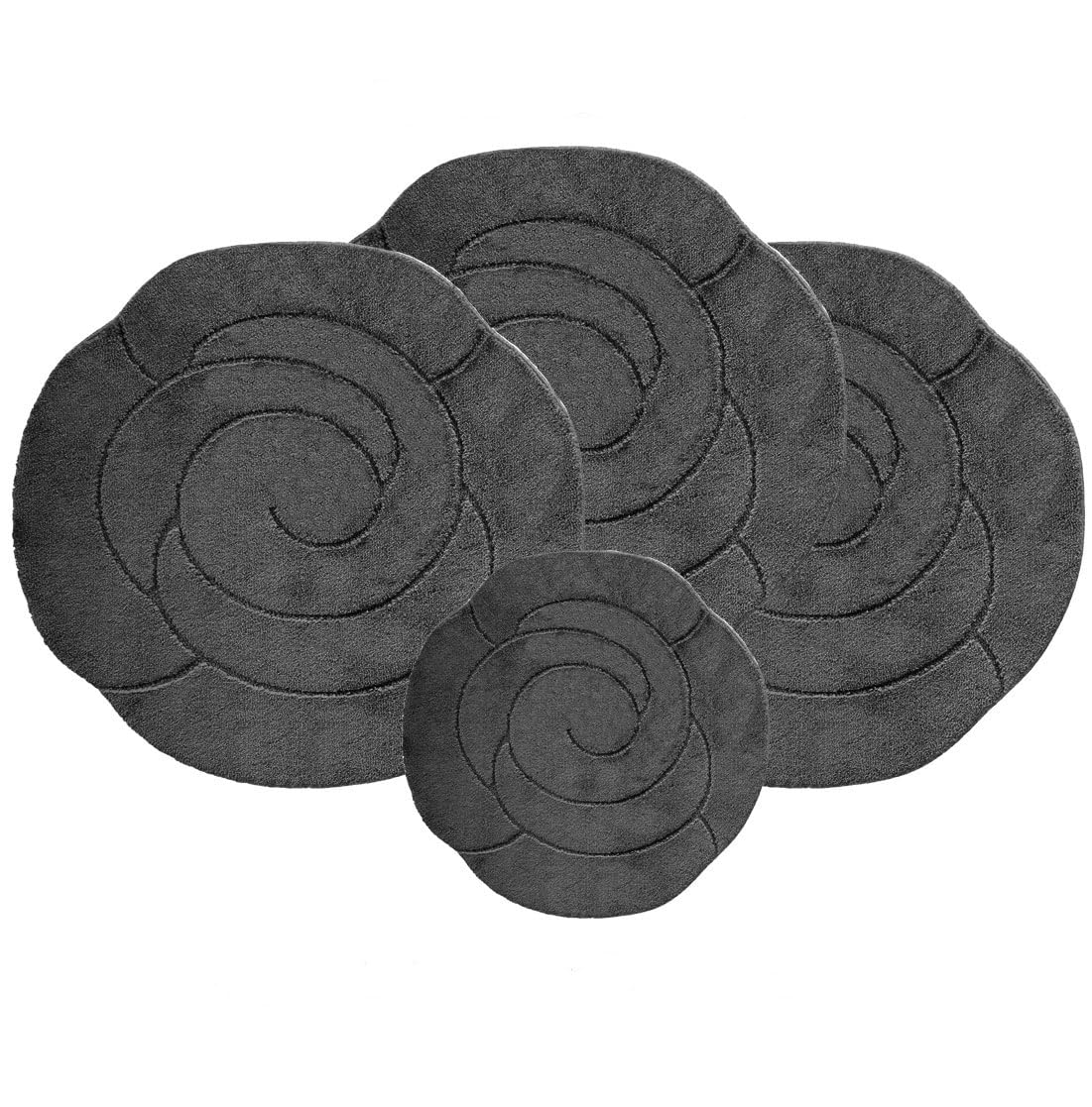 EMMAHOME ROMANY GYPSY CARAVAN MICROFIBER WASHABLE MATS 4pcs SET, 100x100cm - 18mm THICKNESS, Flower Bloom (Fume)