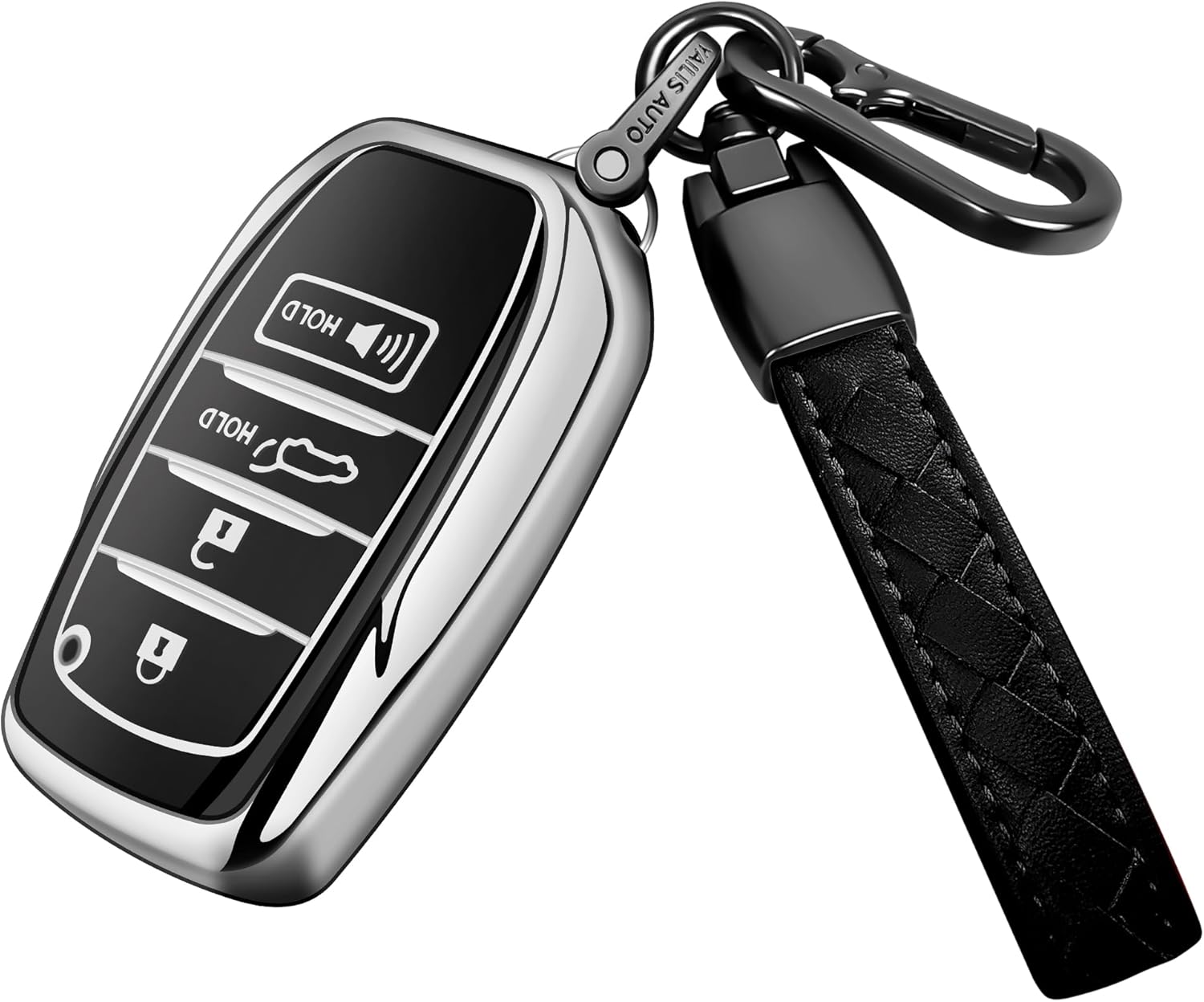 Sindeda for Toyota Key Fob Cover with Keychain Soft Full Protection Case fit for 2025 Camry 4 Runner 2019-2025 Camry, RAV4 Prime, Land Cruiser,Hilux 2023-2025 Grand Highlander,Corolla,bZ4X(Silver)