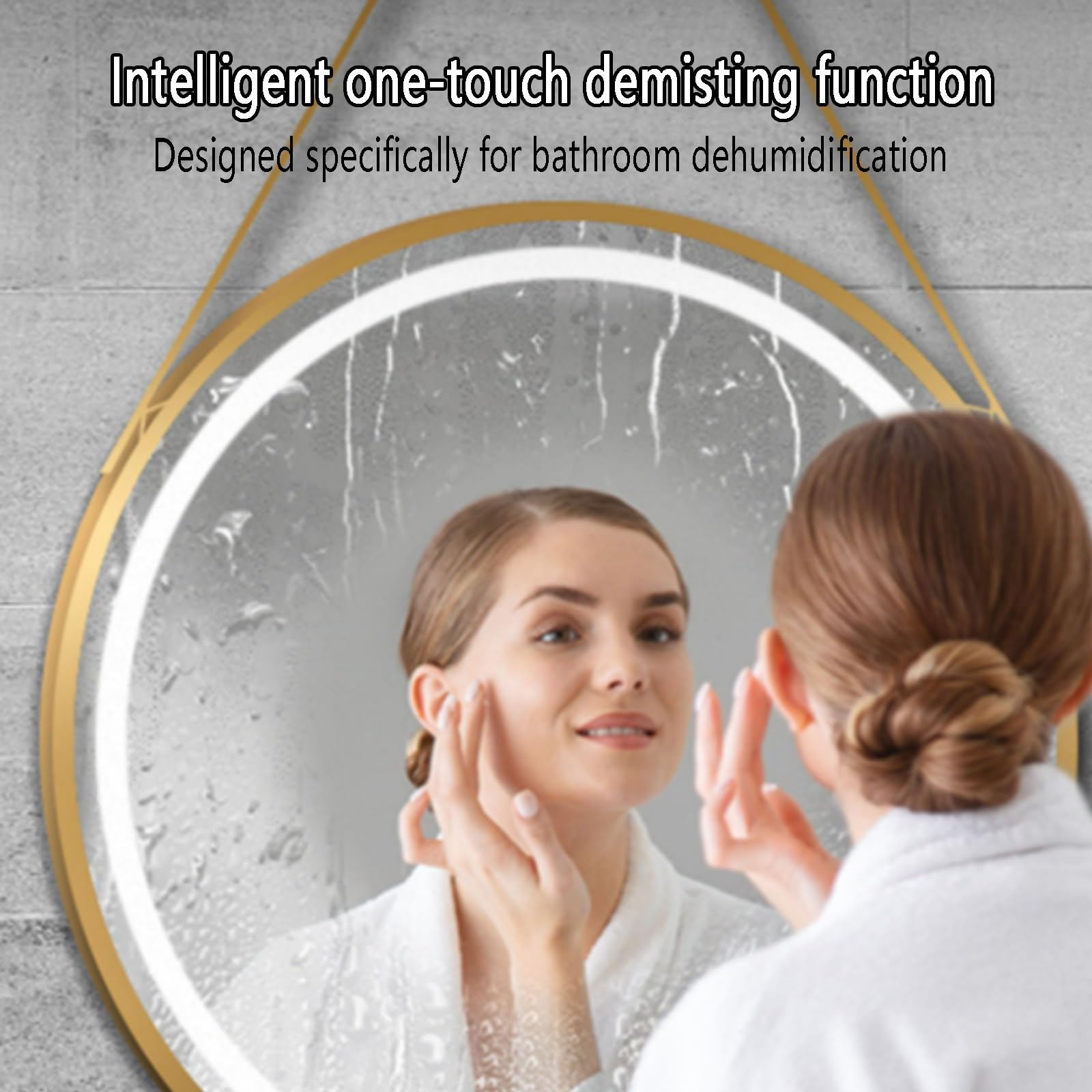 Specchio da parete intelligente a LED con retroilluminazione dimmerabile, funzione anti appannamento e design moderno per il bagno, perfetto per trucco e toelettatura