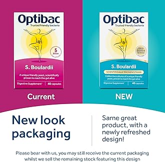 Optibac Probiotics Saccharomyces Boulardii - Vegan Digestive Probiotic Supplement with 5 Billion Live Cultures - Most Trusted & Recommended Brand - 40 Capsules
