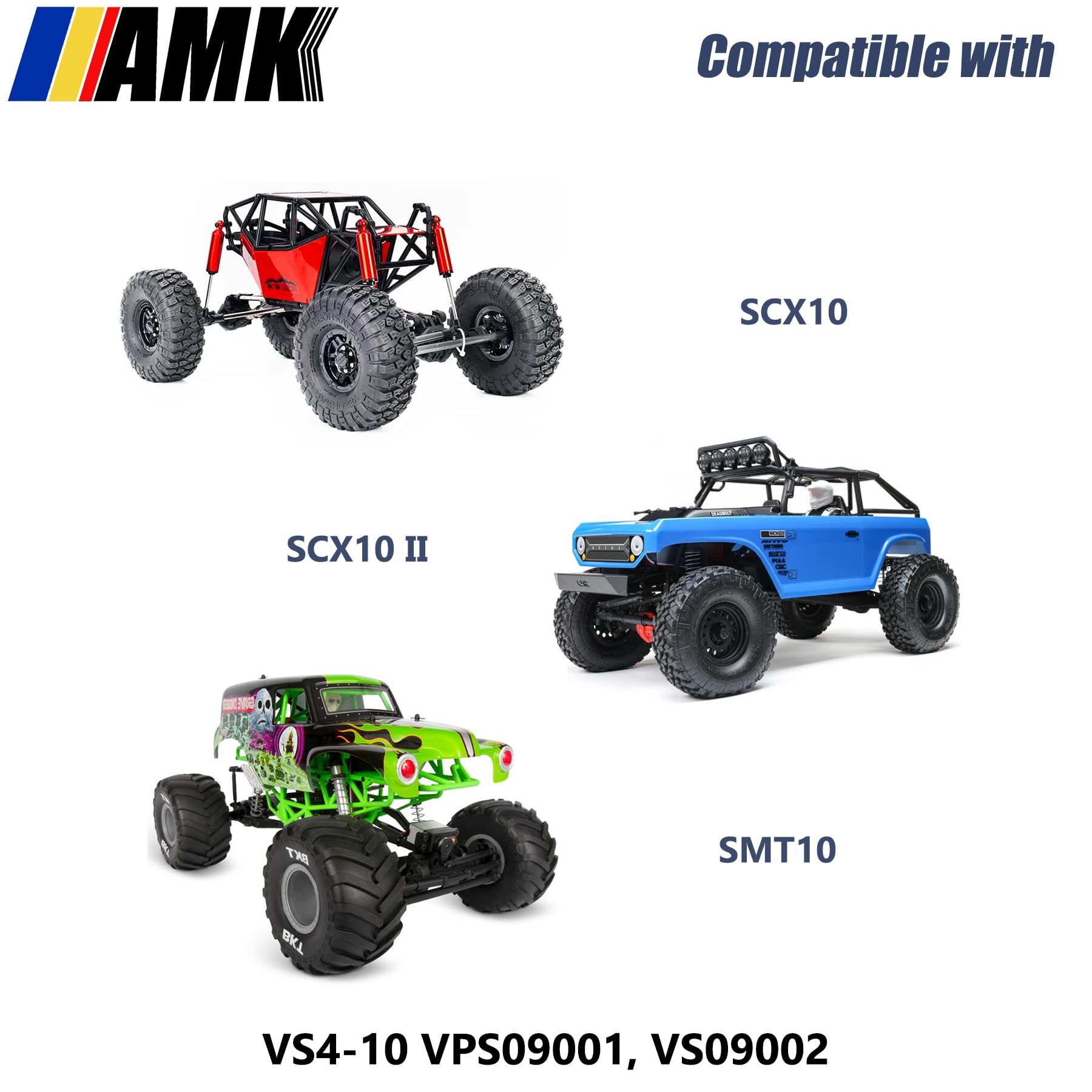 AMK Aluminum 1/10 Scale Transmission, Complete 3-Gear Gearbox with POM Skid Plate for 1/10 RC Crawler Axial SCX10 SMT10 AX10 Vanquish VS4-10 Upgrades (Silver)