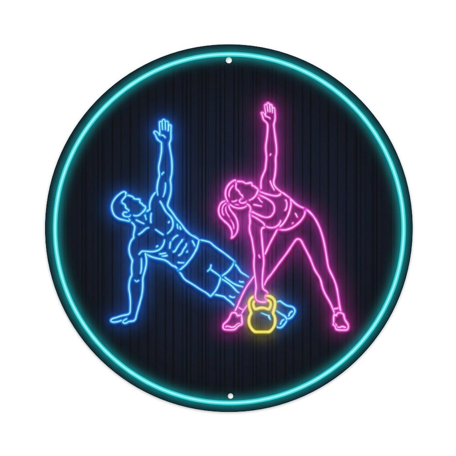 Vintage Faux Neon Gym Retro Bodybuilding Fitness Functional Metal Tin Sign