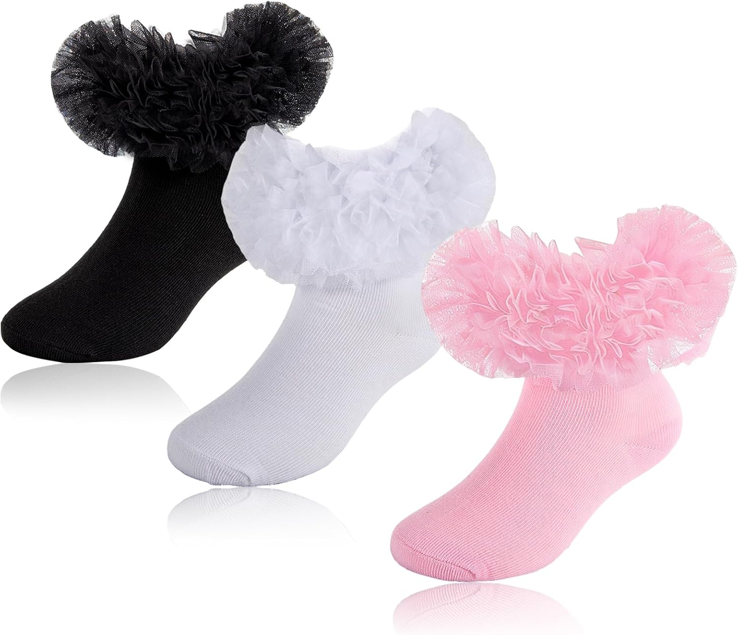 Grils Ruffle Socks Toddler Double Frilly Fluffy Princess Dress Cotton Sock Tutu Socks for Girls/Baby/Toddler