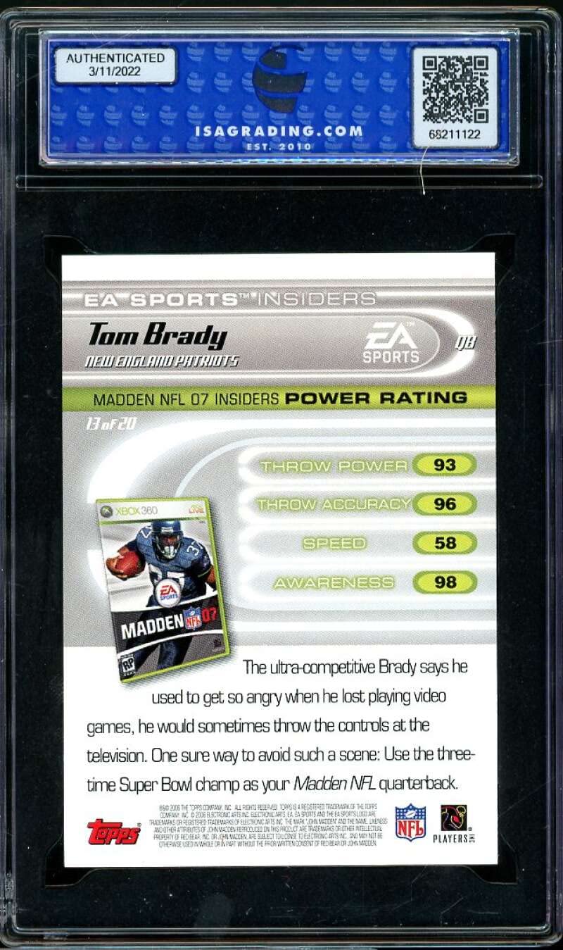 Amazon.com: Tom Brady Card 2006 Topps EA Sports Madden 07 ISA 9