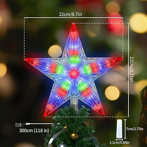 Miniatura 10 de LAMPHOME Decoración para árbol de Navidad, estrella para árbol (9 pulgadas, 10 luces, color transparente)