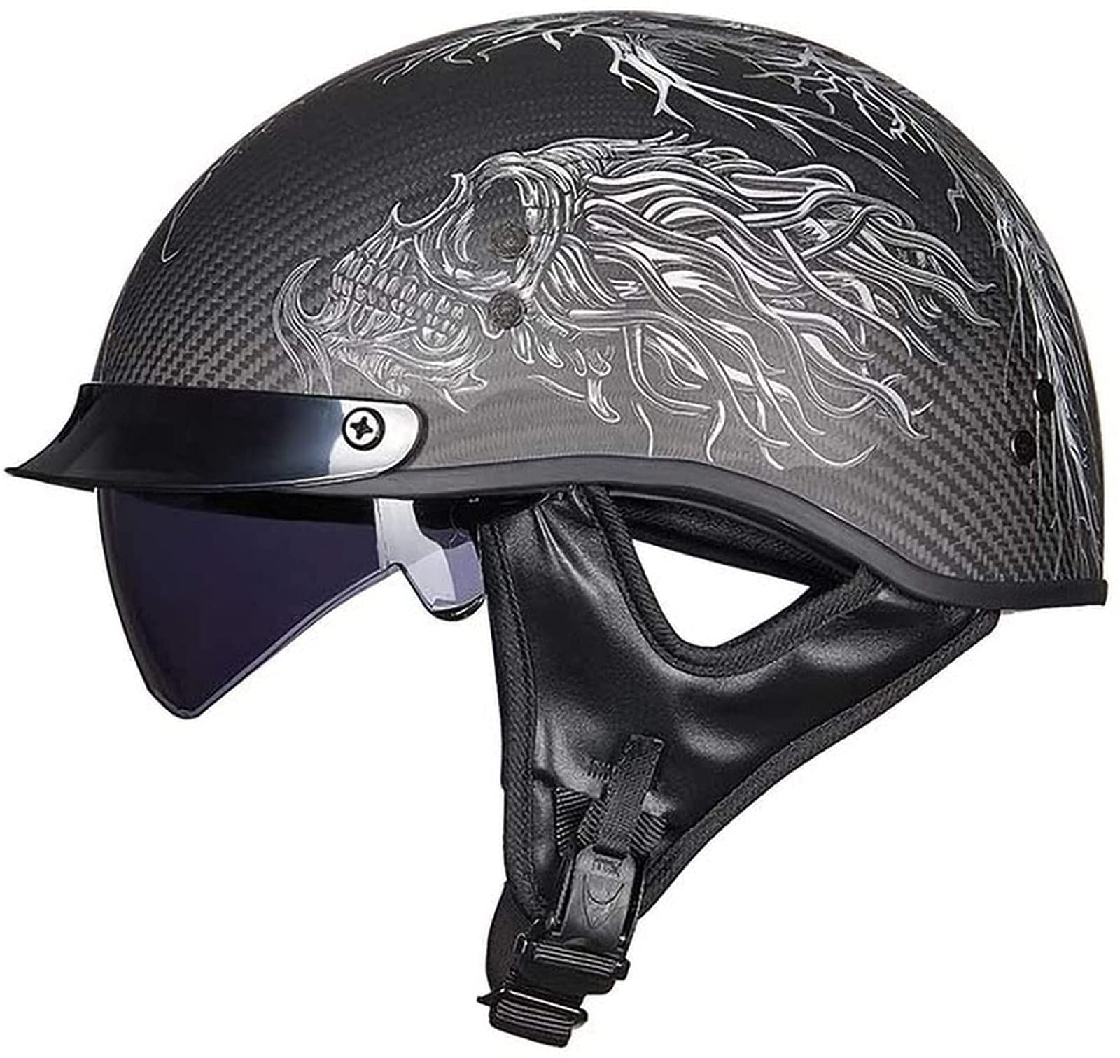 Motorfiets Baseball Cap Half Helm Vintage Jet Helm Half Shell Mobylette Helm ECE Goedgekeurd Mobylette Pilot Helm Open Gezicht Scooter Helm voor Mannen Vrouwen