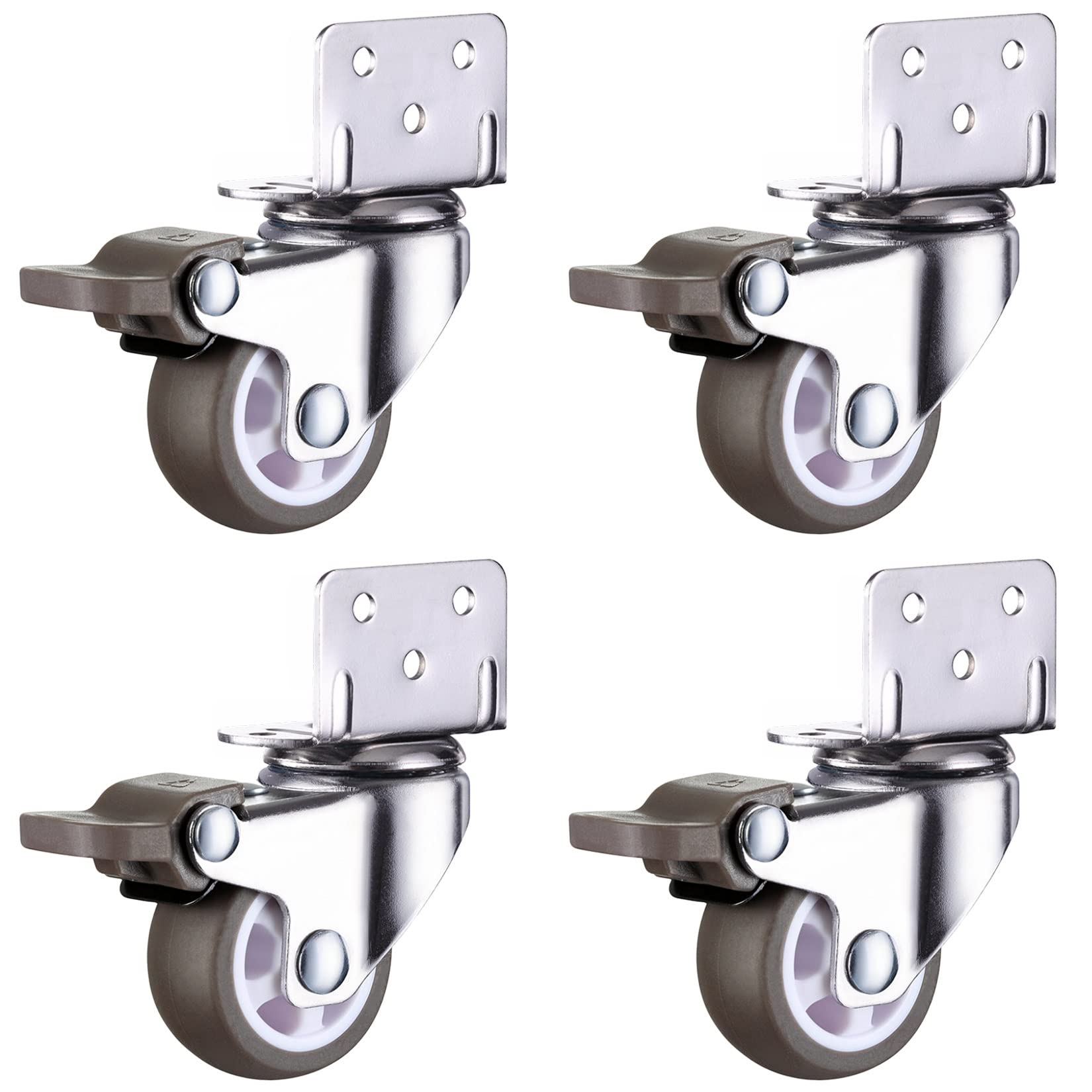 Ruote Girevoli Con Piastra A Forma Di L Da 2 Pezzi Ruote Girevoli Con Montaggio Laterale Girevoli A 360 Gradi Ruote Girevoli Con Piastra A Basso - Foto 6